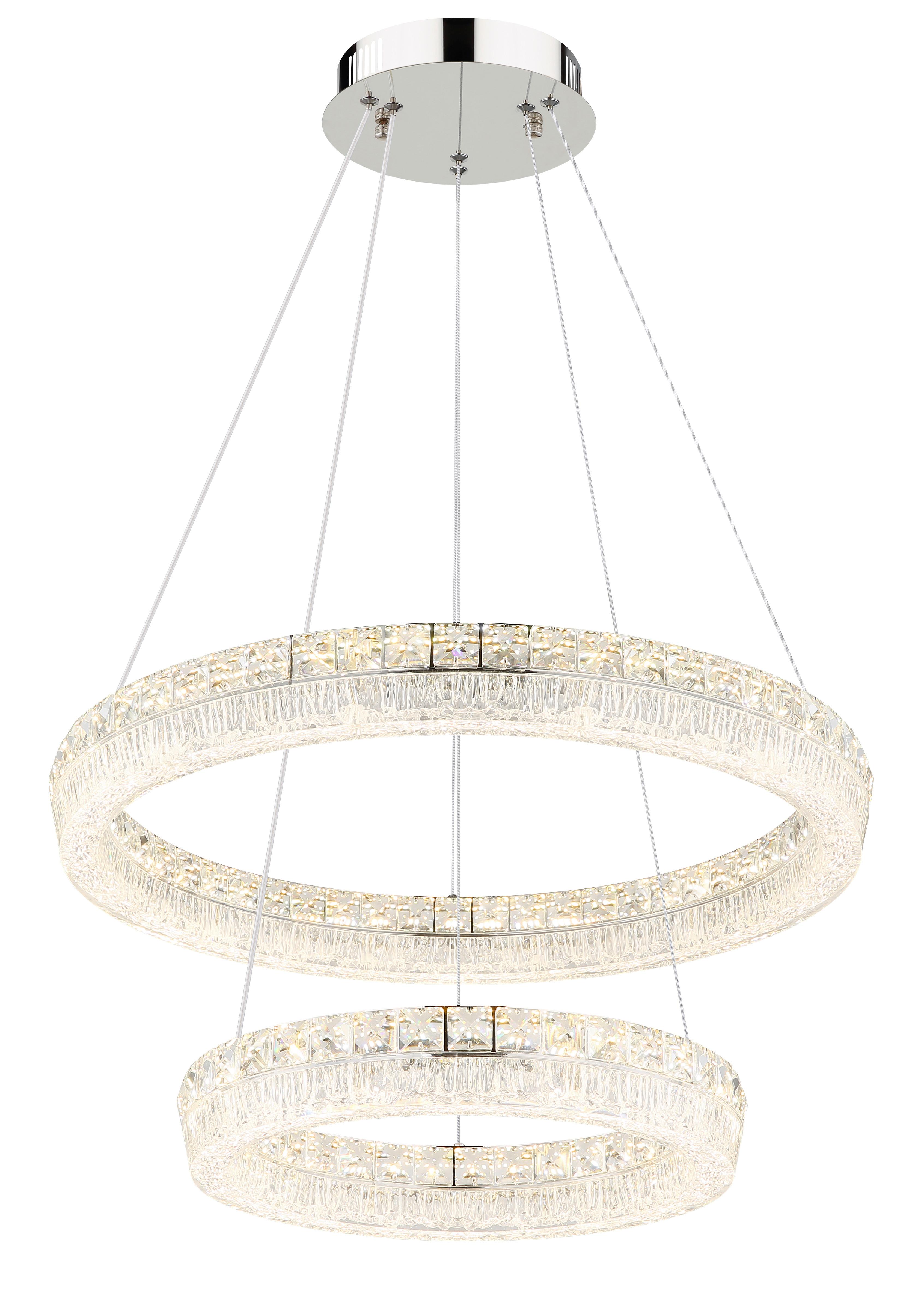 LED-Hängeleuchte 67387-60 Laurel - Klar/Chromfarben, Design, Glas/Kunststoff (60/120cm) - Globo