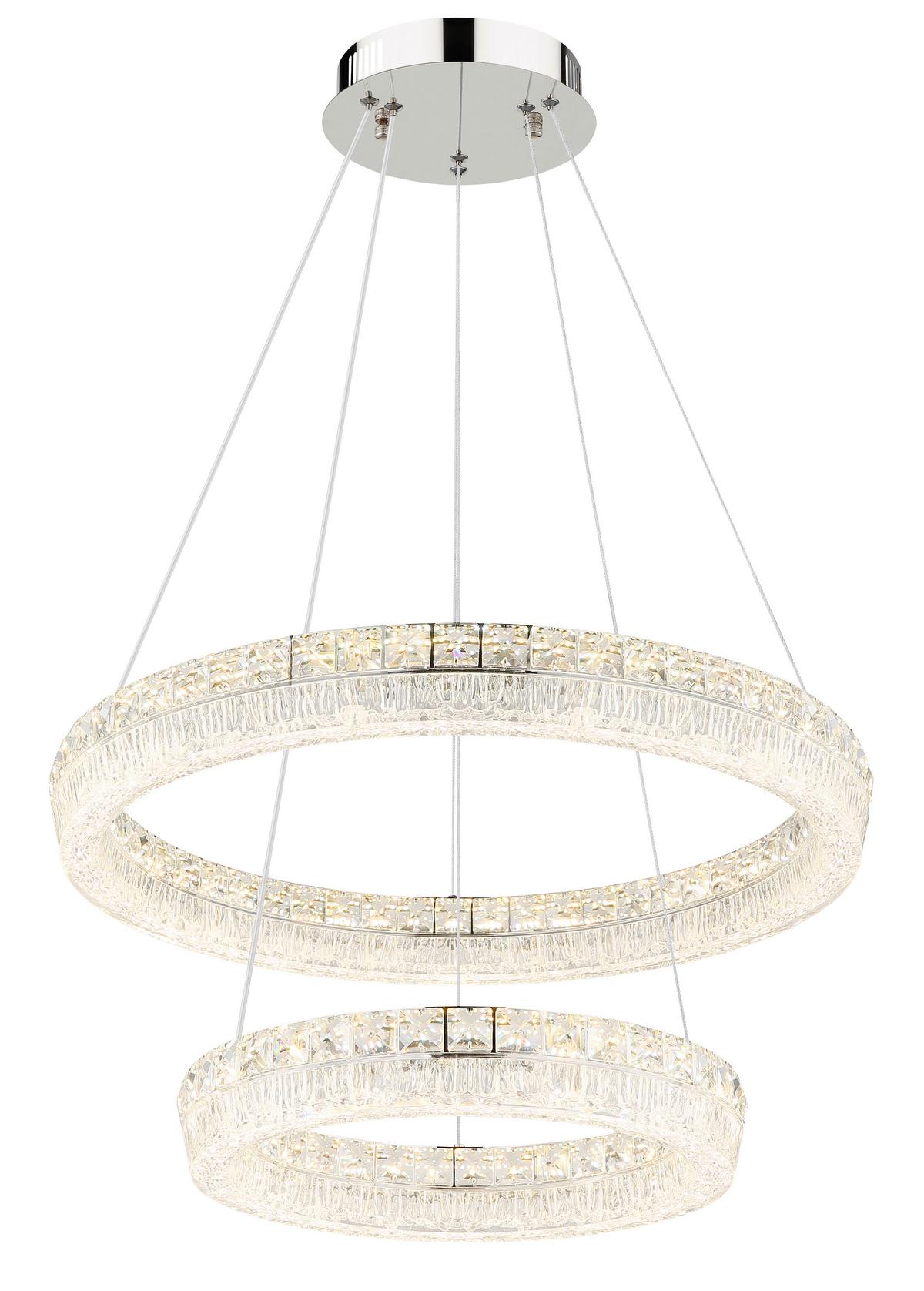 LED-Hängeleuchte 67387-60 Laurel - Klar/Chromfarben, Design, Glas/Kunststoff (60/120cm) - Globo