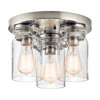 Deckenleuchte Brinley Ø 28,2 cm 3-Flammig - Nickelfarben, Design, Glas/Metall (28.2/20.2cm) - Elstead Lighting