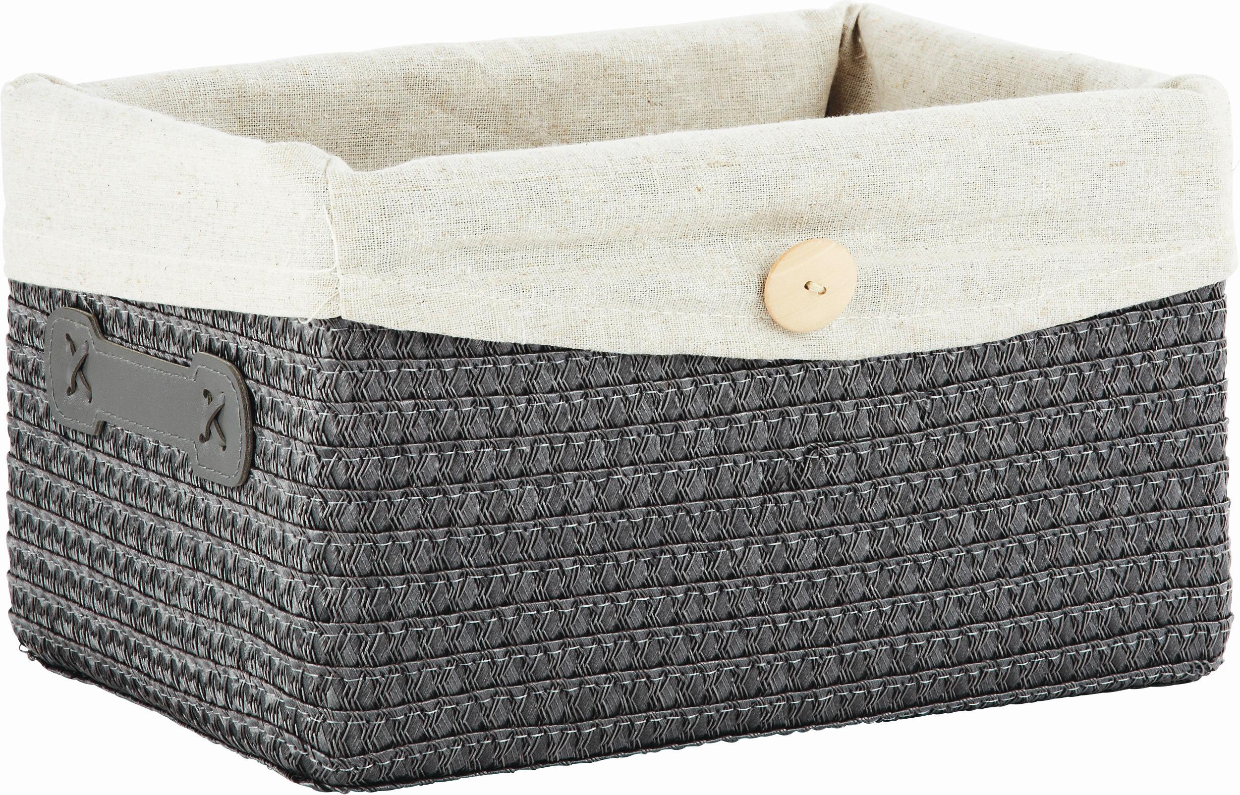 KOŠ DENISE - šedá, Romantický / Rustikální, textil/plast (29/17/21cm) - Mömax