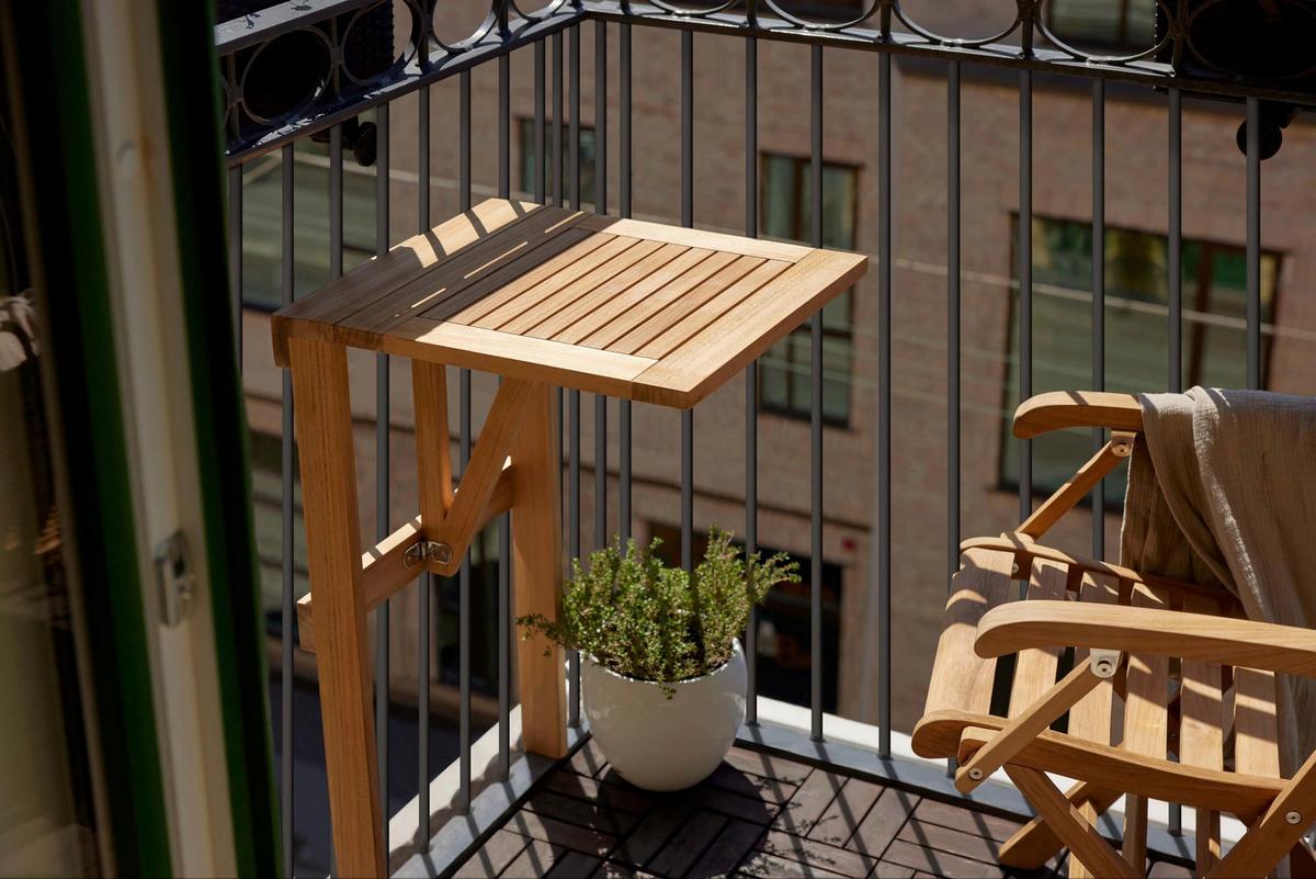 Balkontisch, Natur 45x49x75 cm - Teakfarben, Natur, Holz (45/49/75cm) - Gardenson