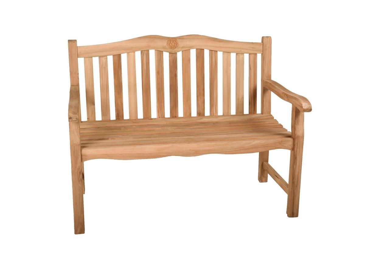 Gartenbank Echtholz Teak 2-Sitzer Romang - Naturfarben, Basics, Holz (120/92/63cm) - Gardenson