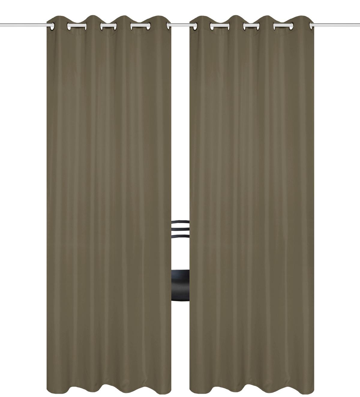 Ösenvorhang Atlantika Taupe B: 140 cm - Taupe, Basics, Textil (140cm)