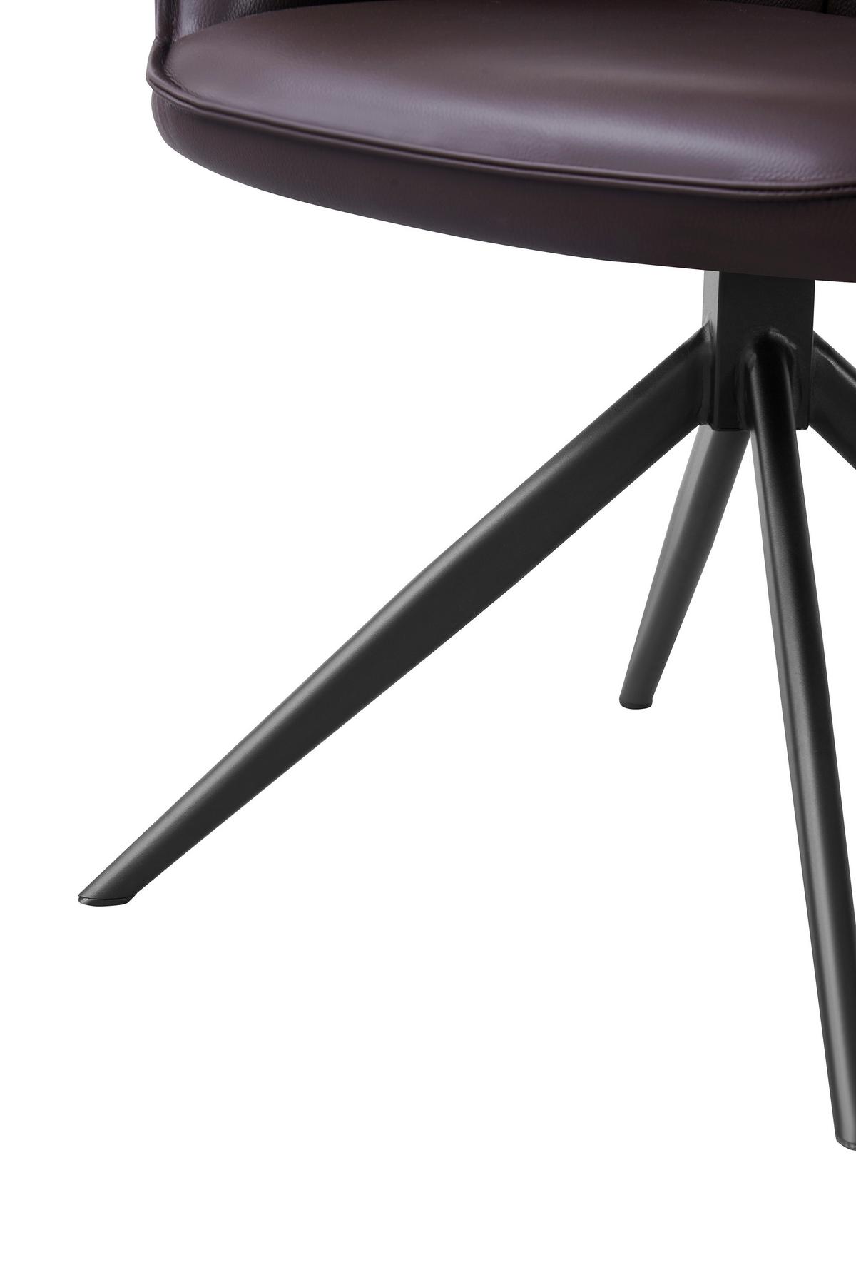 Armlehnstuhl Adriana Echleder braun, B: 57cm - Schwarz/Braun, MODERN, Leder/Holz (57/87/62cm)