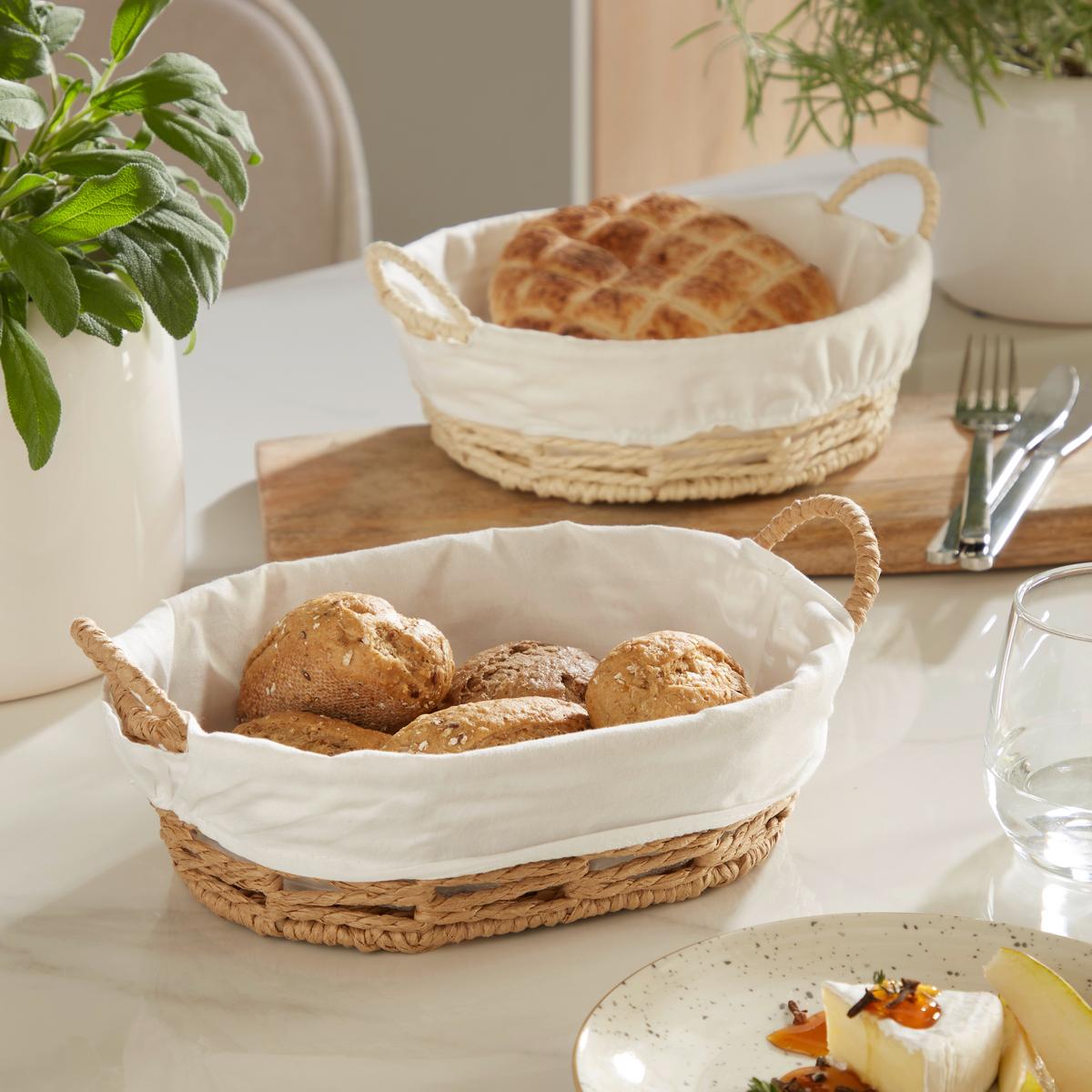 Brotkorb Leandra - Beige/Braun, Basics, Papier/Textil - Luca Bessoni