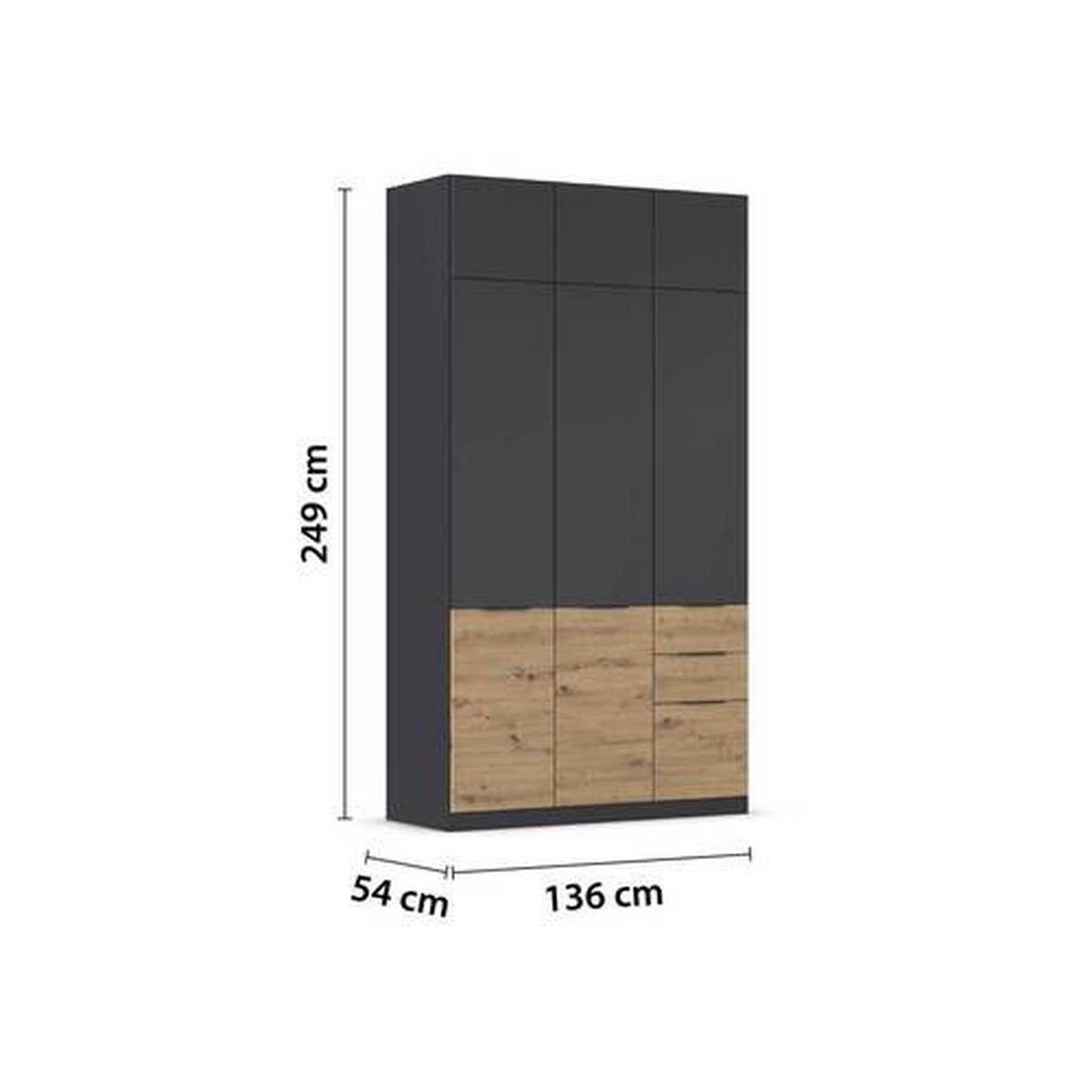 Nástavec na skříň MAX-EXTRA,3-dveřový - šedá, Konvenční, kompozitní dřevo (136/39/54cm) - James Wood