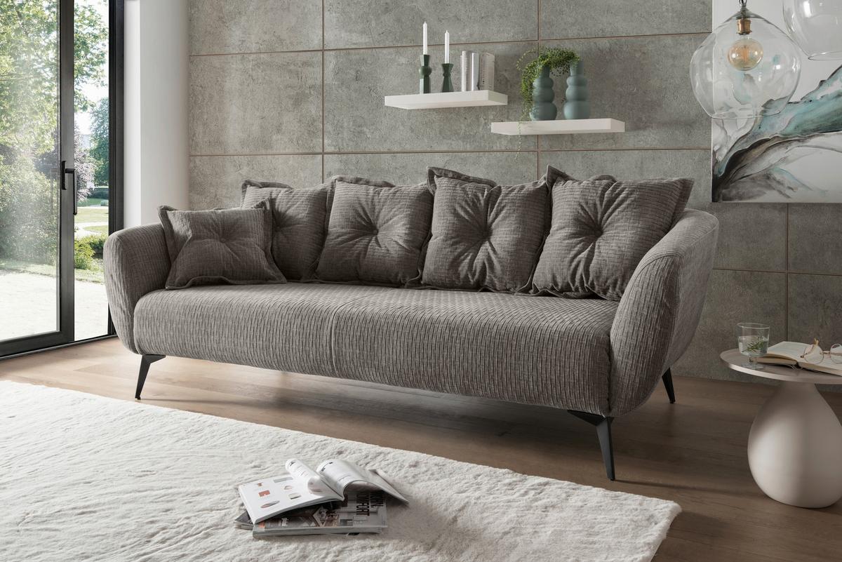 3-Sitzer-Sofa Baggio Graubraun B: 236 cm - Graubraun/Schwarz, MODERN, Textil (236/94/103cm) - Livetastic