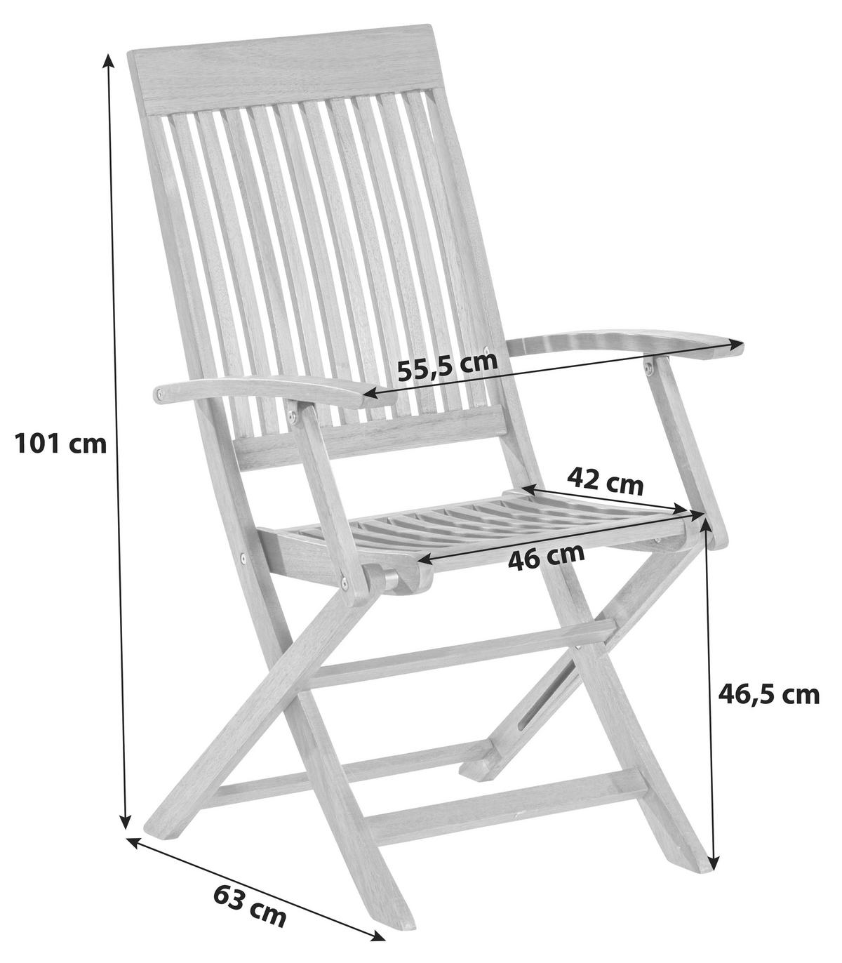 Gartensessel Klappbar Comodoro Eukalyptusholz - Naturfarben, KONVENTIONELL, Holz (55,5/101cm) - Gardenson