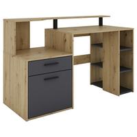 Schreibtisch Louis - Anthrazit/Eiche Artisan, MODERN, Holzwerkstoff (140/55/89cm) - MID.YOU