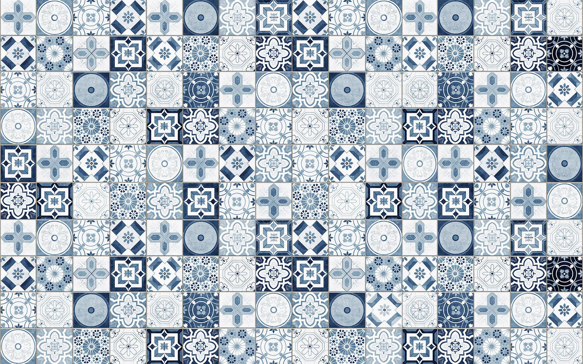 Vliestapete Palazzo Preferito - Blau/Weiß, Basics (400/250cm) - Komar