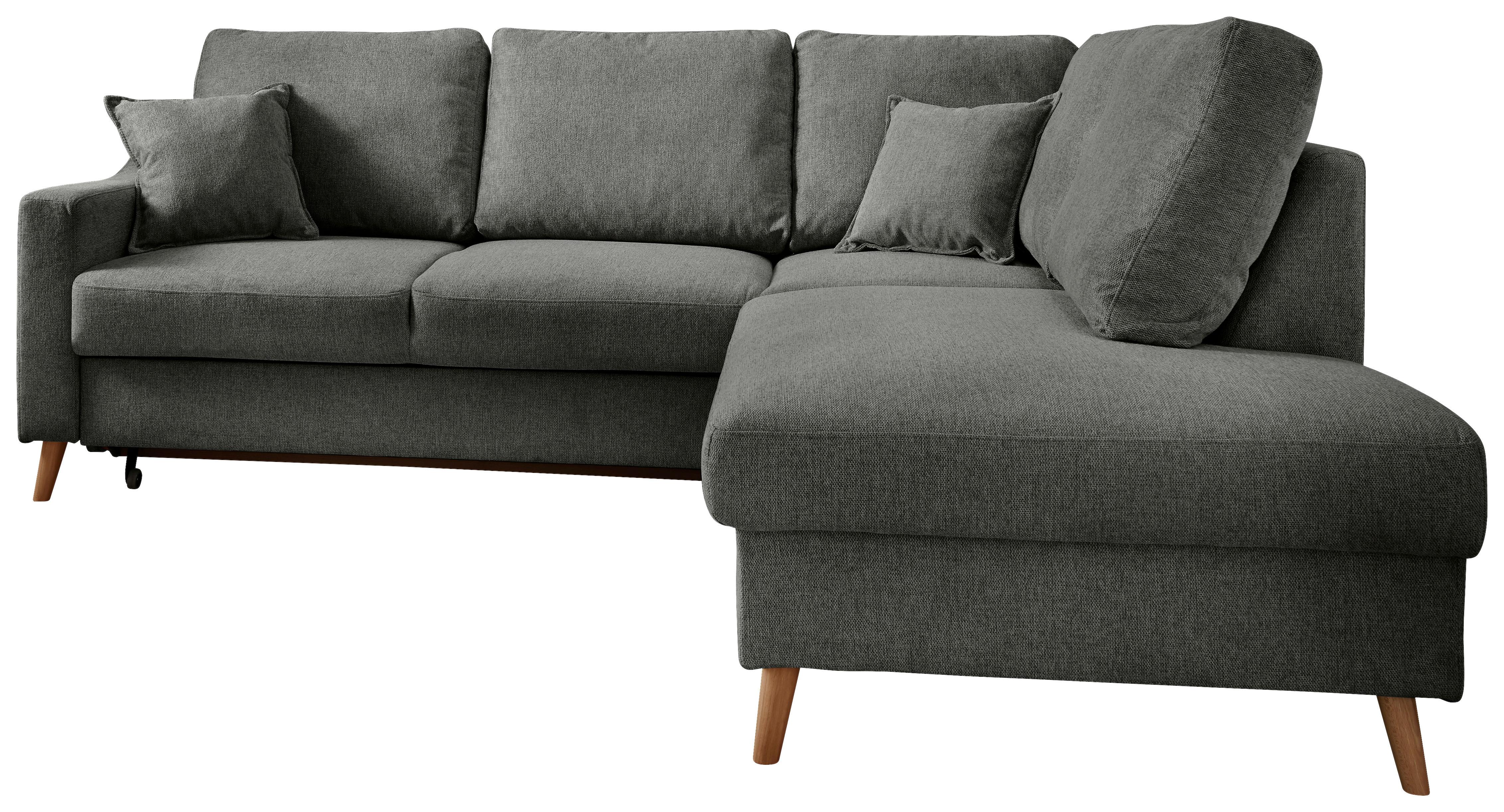 Ecksofa mit Schlaffunktion Valentina mit Kissen Anthrazit - Anthrazit/Naturfarben, KONVENTIONELL, Textil (230/200cm) - P & B