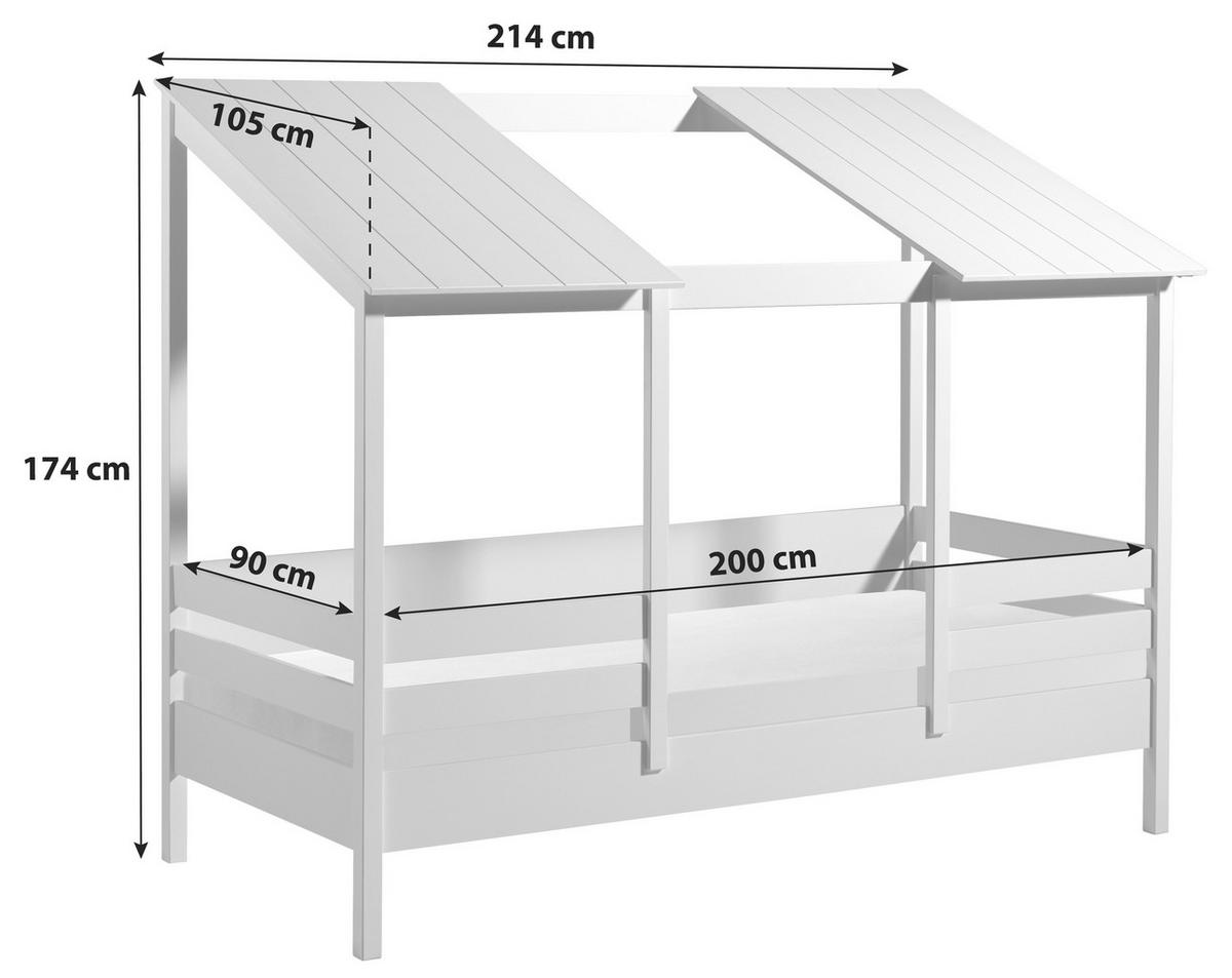 Hausbett 90x200 cm Holzwerkstoff Weiß - Weiß, KONVENTIONELL, Holzwerkstoff (90/200cm) - MID.YOU