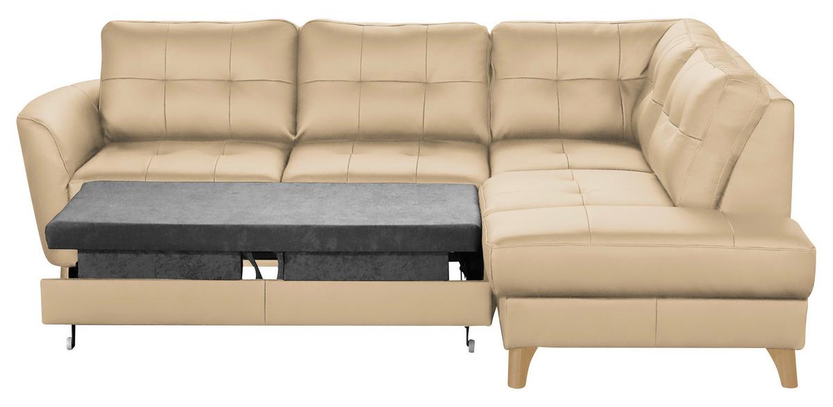 Ecksofa Nordic Beige S: 236x190 cm - Beige/Buchefarben, Design, Leder/Textil (236/190cm) - Livetastic