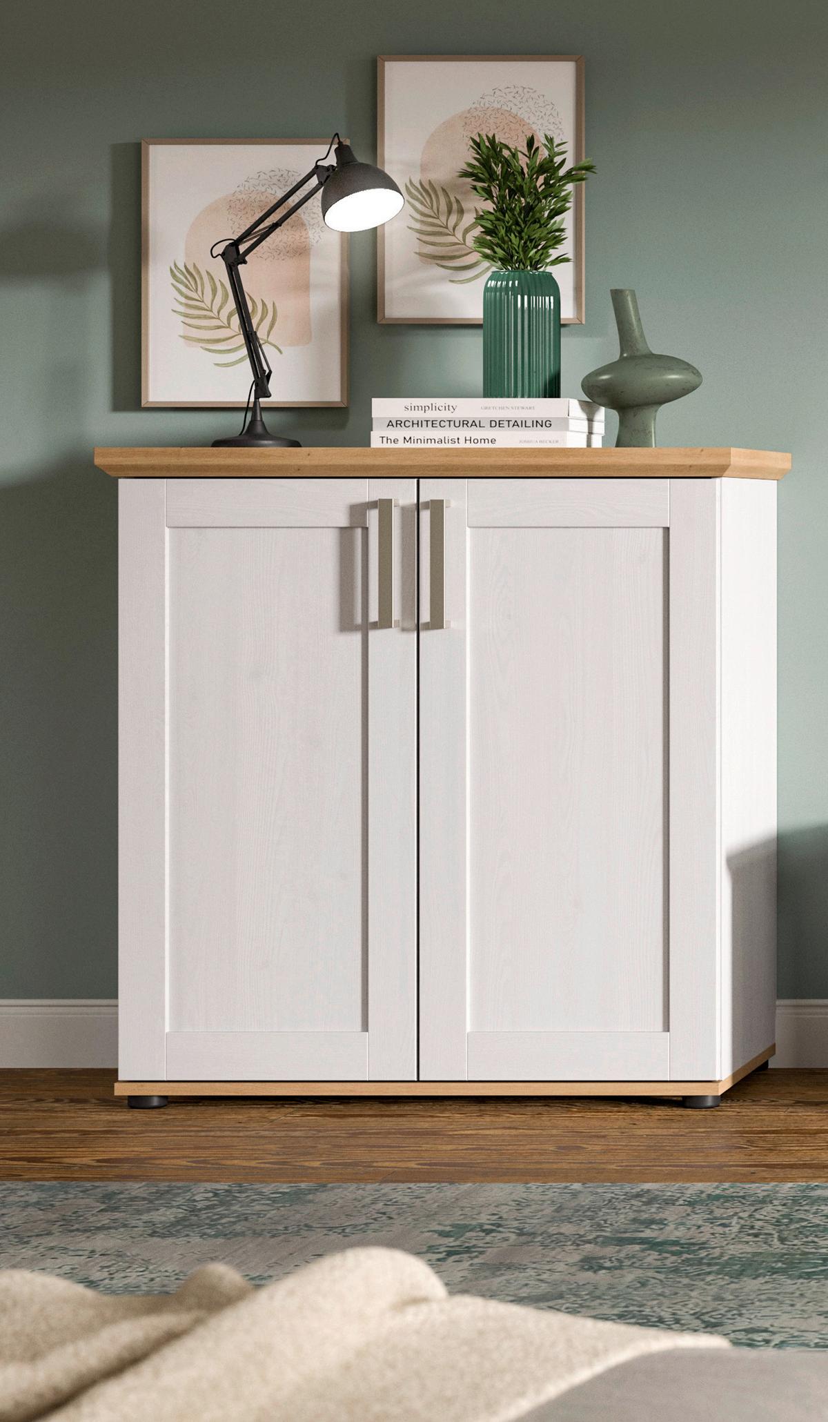 Highboard Verona Lärchefarben /Eiche Dekor B: 84cm - Lärchefarben/Schwarz, Design, Holzwerkstoff (84/88/37cm) - Livetastic