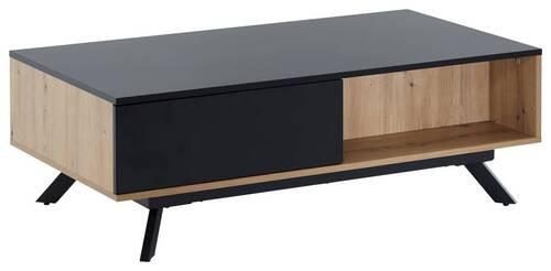 Couchtisch Mit Stauraum Schwarz/ Holz Dekor - Schwarz/Braun, Design, Holzwerkstoff/Metall (110/60/38cm) - P & B