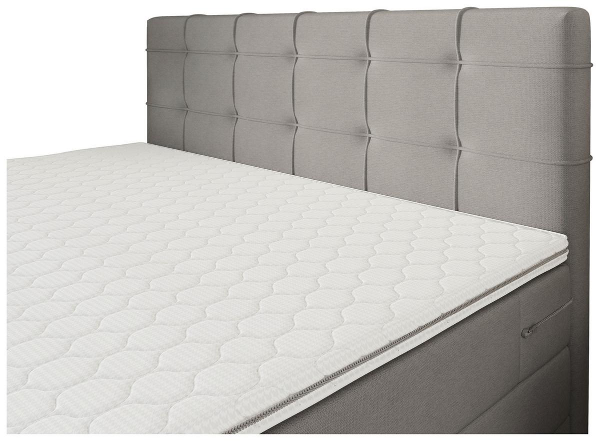 Boxspringbett Mitto mit Topper 180x200 cm - Hellgrau/Schwarz, KONVENTIONELL, Textil/Metall (180/200cm)