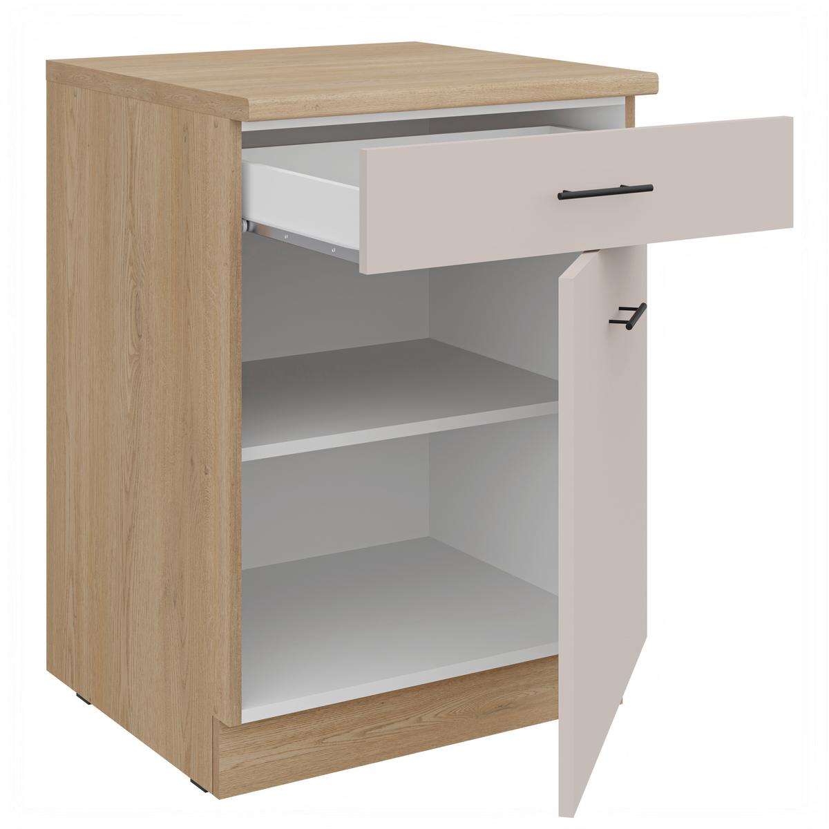 Spodná skrinka FOX II š.60 cm - čierna/kašmírová, kompozitné drevo/plast (60/84,8/60cm)