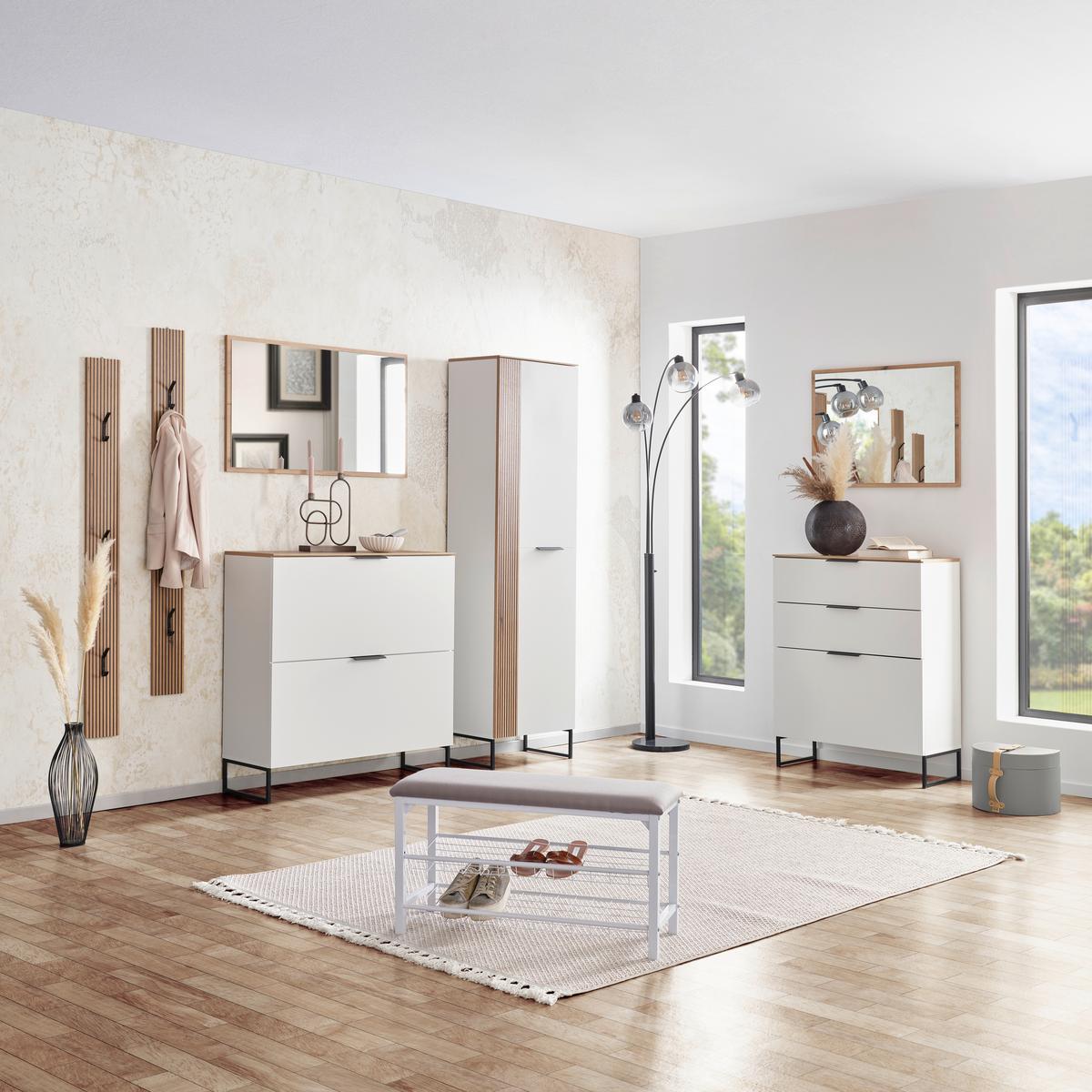 Schuhkipper Aladin Stehend & Hängend Montierbar - Eichefarben/Schwarz, MODERN, Holzwerkstoff (100/105/35cm)