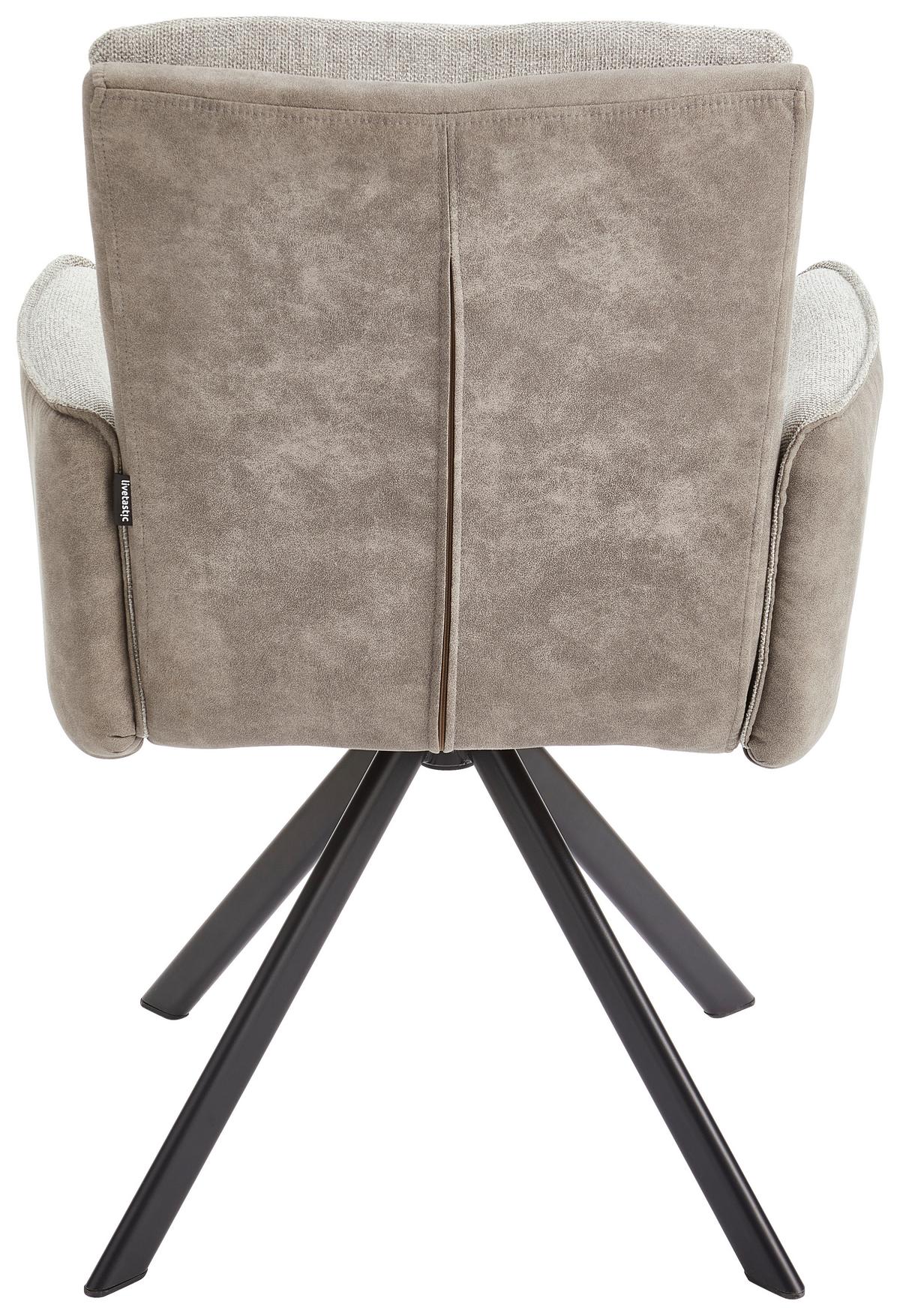 Armlehnstuhl Frida Grau Drehbare Sitzfläche - Schwarz/Grau, MODERN, Holz/Textil (61/91/64cm) - Livetastic