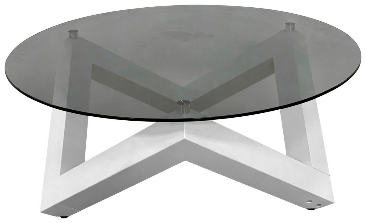 Couchtisch Cobobito rund Glasplatte weiß, B: 95cm - Weiß/Grau, MODERN, Glas/Holzwerkstoff (95/41/95cm)