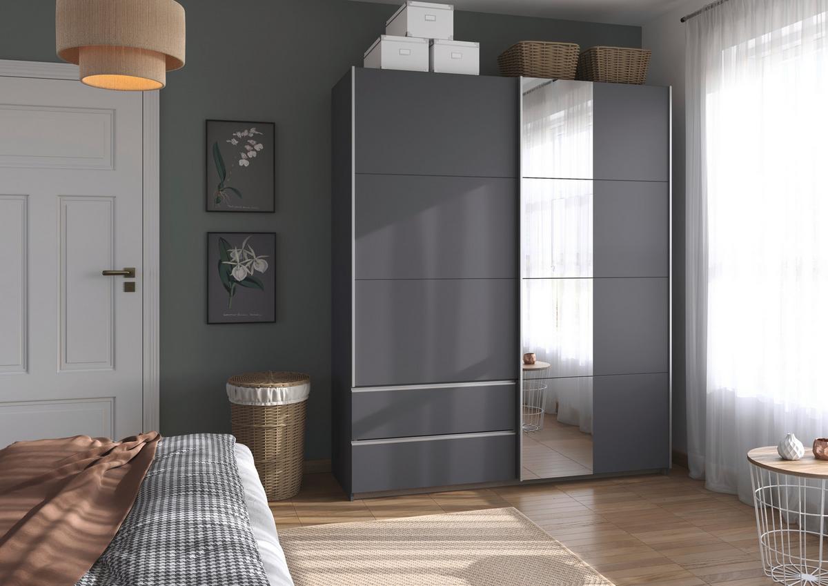 Schwebetürenschrank Stoke Grau B: 175 Cm - Grau, MODERN, Holzwerkstoff (175/210/59cm) - Rauch Möbel