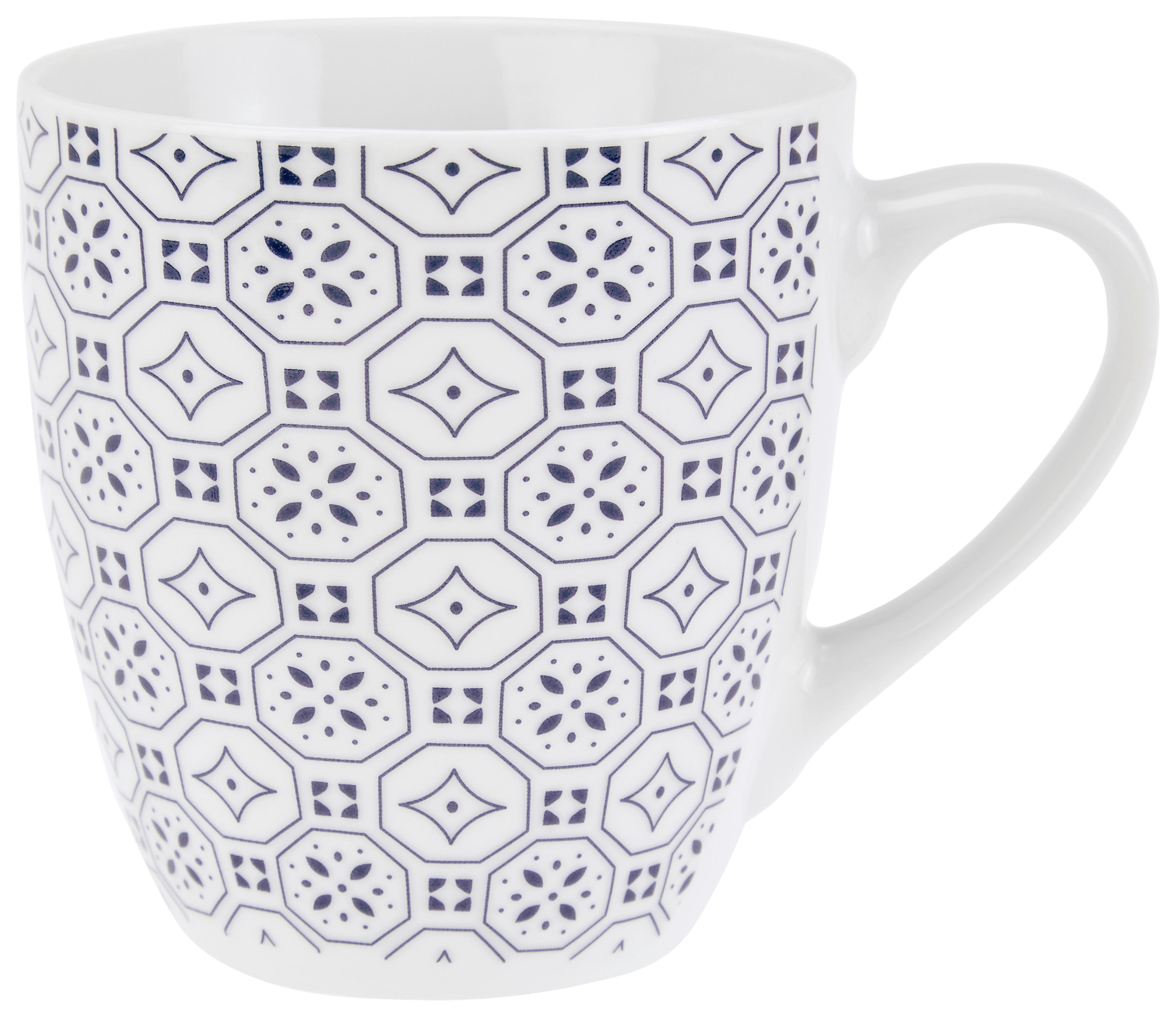 Kaffeebecher Porzellan 200 ml Ornament/Blau/Weiß Glaukos - Blau/Weiß, MODERN, Keramik (7,5/8cm) - Luca Bessoni