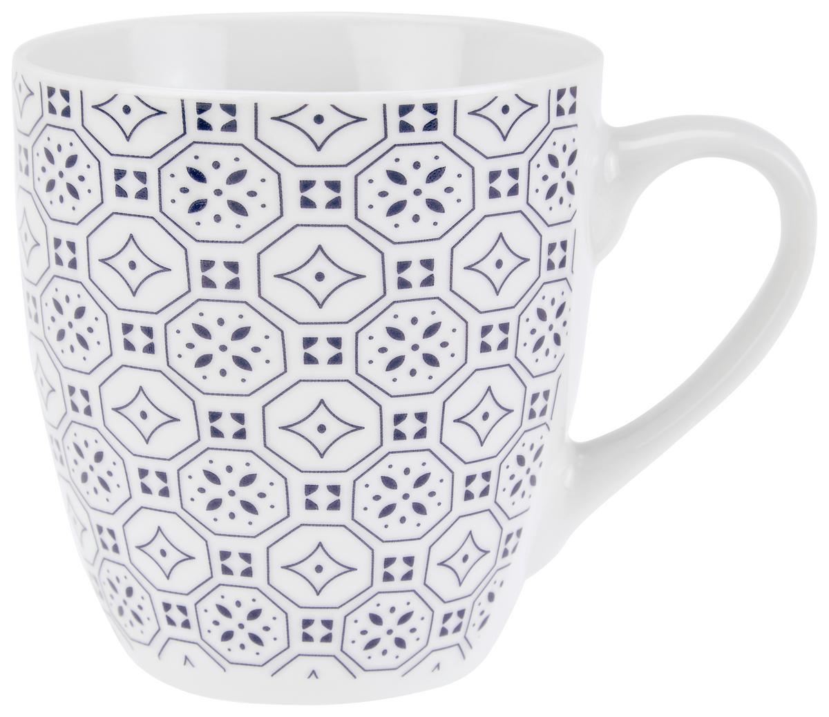 Kaffeebecher Porzellan 200 ml Ornament/Blau/Weiß Glaukos - Blau/Weiß, MODERN, Keramik (7,5/8cm) - Luca Bessoni