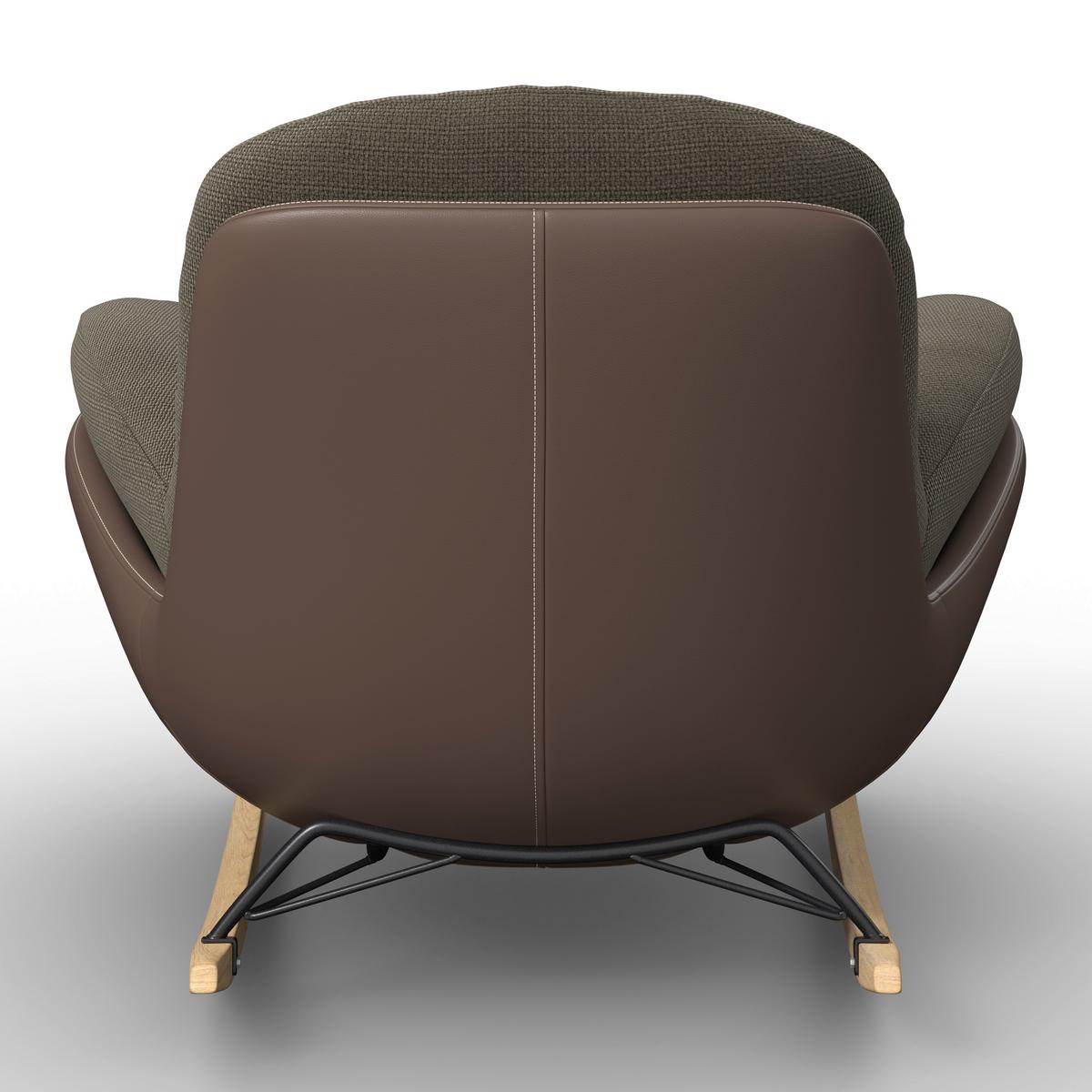 Houpací křeslo ELEA, hnědá, max. 140 kg - černá/přírodní barvy, Moderní, kov/dřevo (103/79/109cm) - Bessagi Home