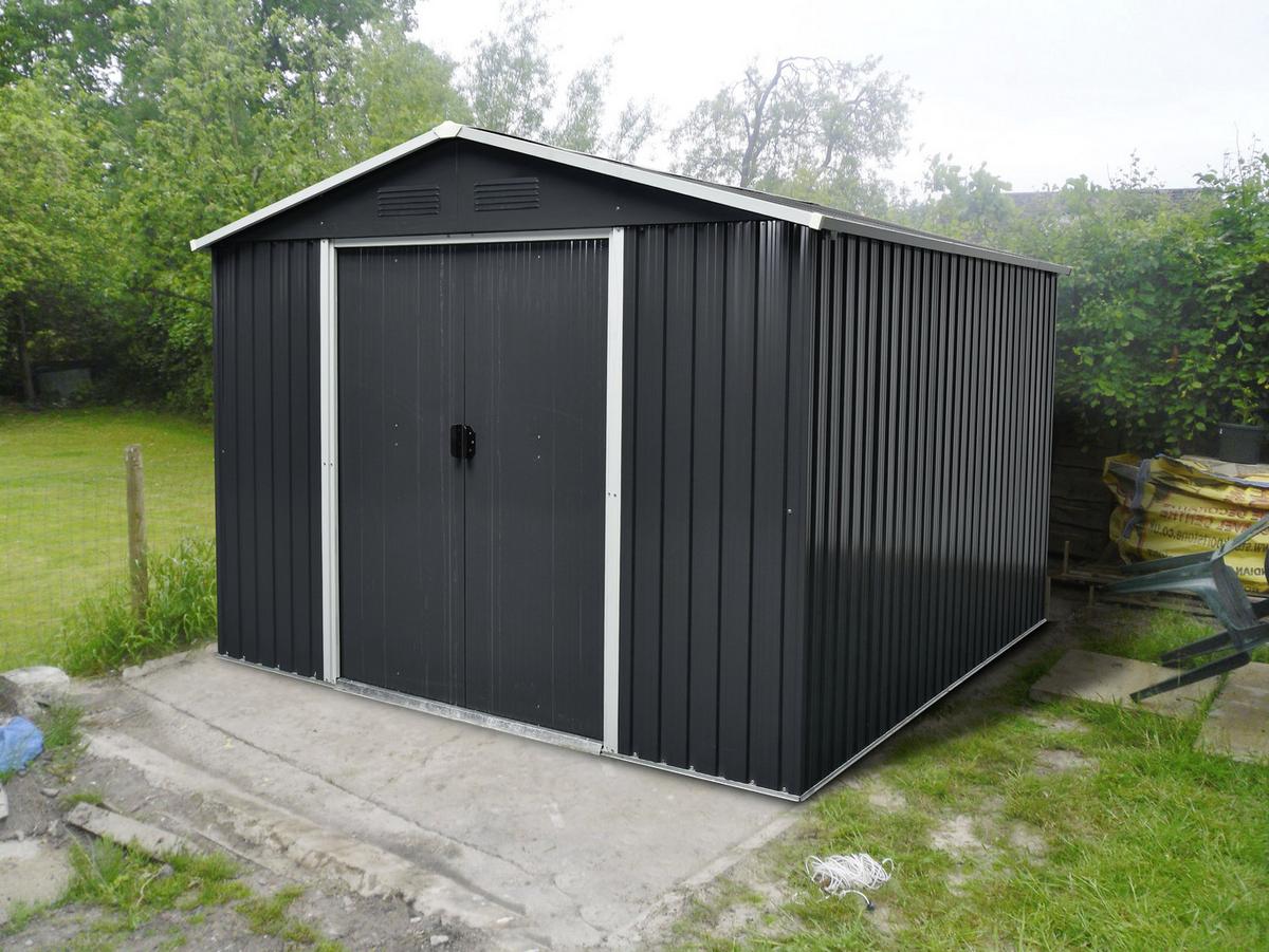 Gerätehaus Ohne Boden 301x214x238 Cm - Anthrazit/Weiß, Basics, Metall (301/214/238cm)