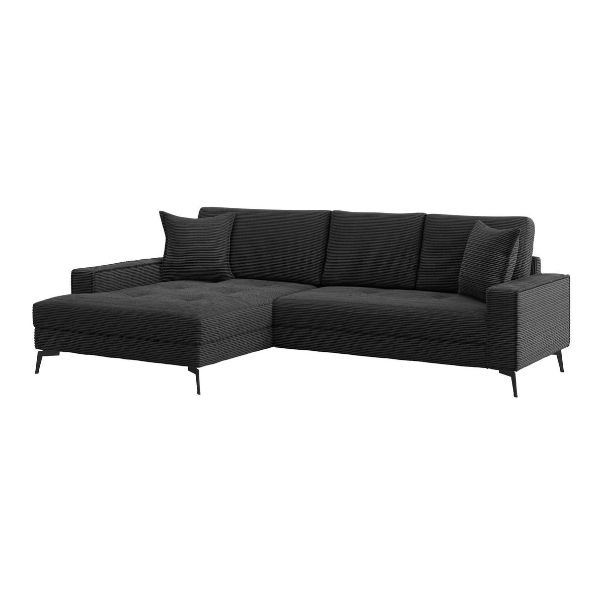 Eckbank Zero Schwarz 173x286 cm - Schwarz, Trend, Textil (173/286cm)