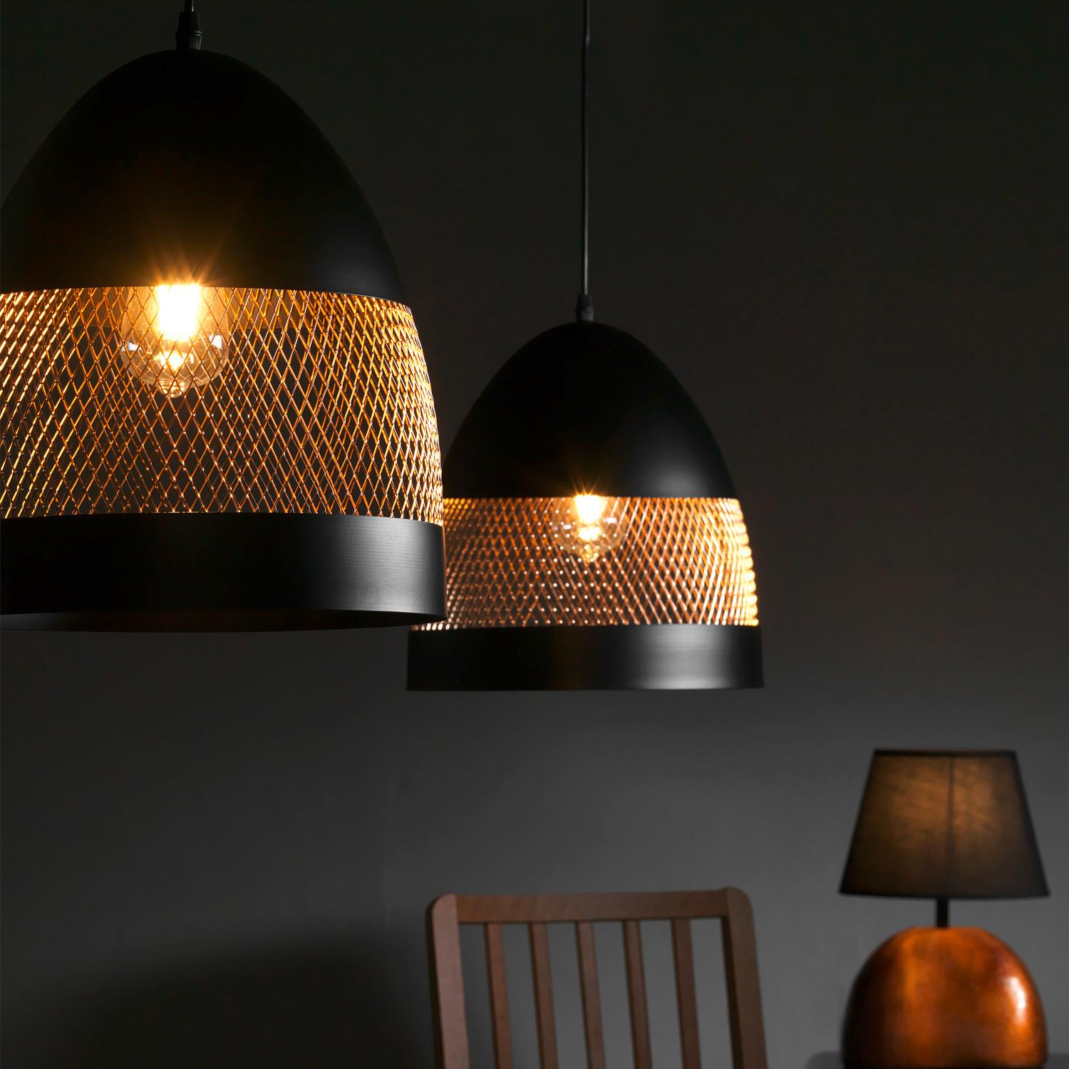 Hängeleuchte 4971/S - Schwarz/Bronzefarben, Design, Metall (30/120cm)