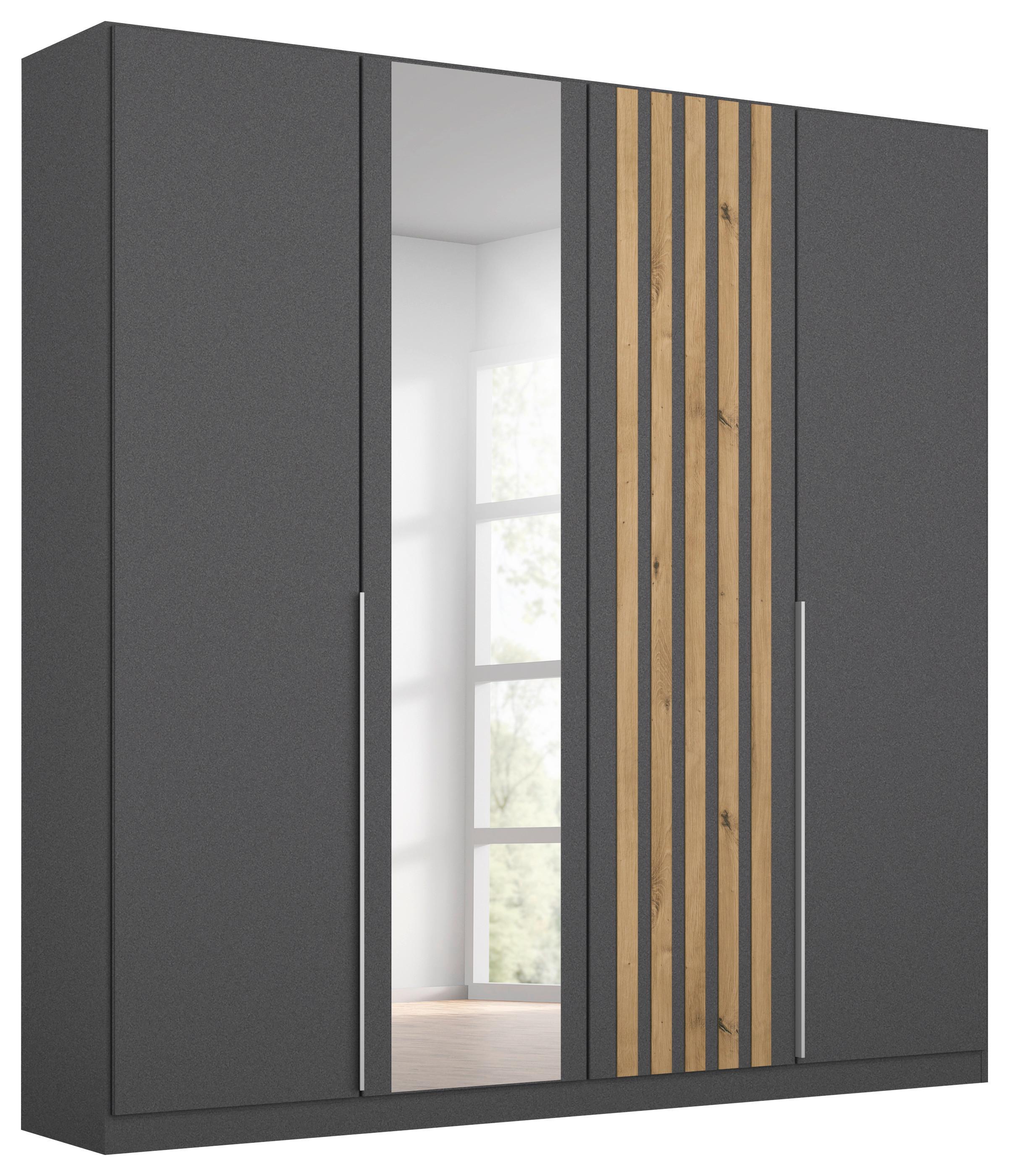 Drehtürenschrank 181 cm Lamella Grau/Eiche Dekor - Eiche Artisan/Grau, MODERN, Holzwerkstoff (181/210/54cm) - Rauch Möbel