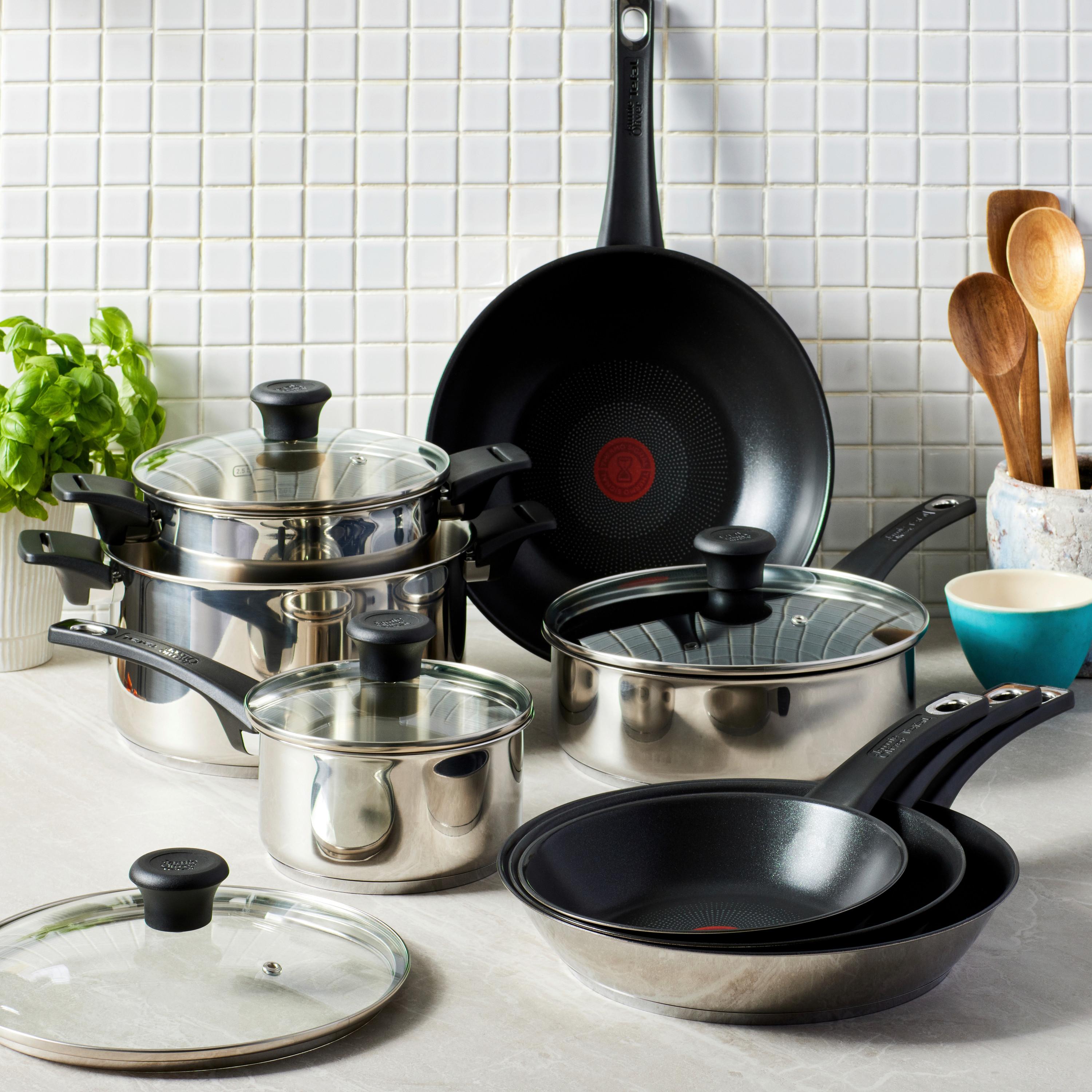 Kochtopfset Jamie Oliver Everyday Kitchen - Edelstahlfarben, Basics, Metall - Tefal