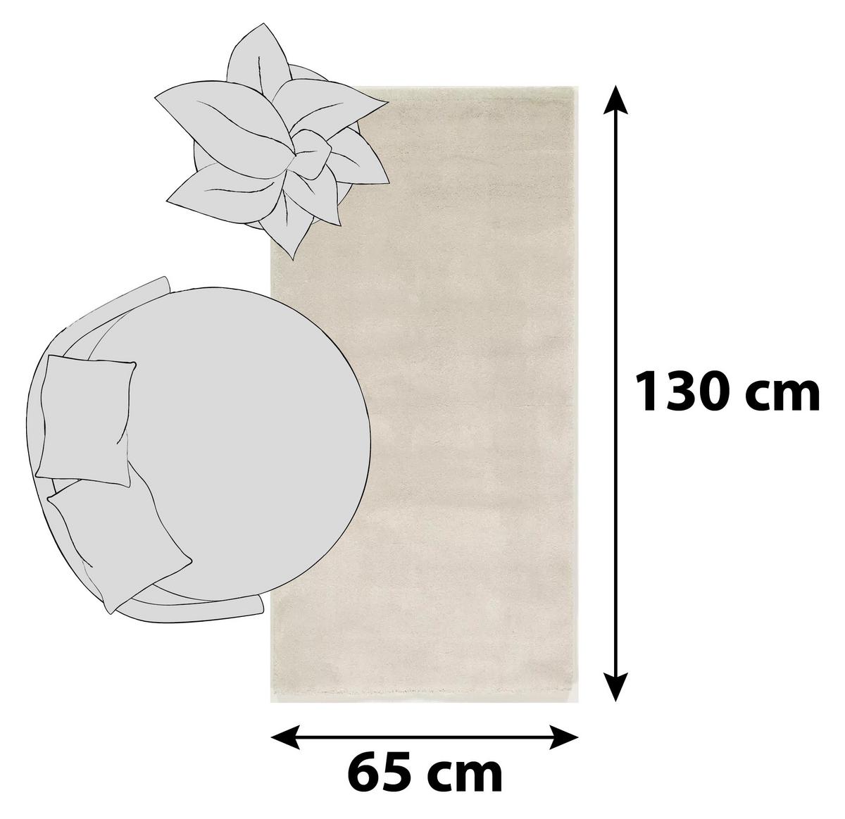 Hochflorteppich Bellevue Creme 65x130 cm - Creme, Basics, Textil (65/130cm) - Novel
