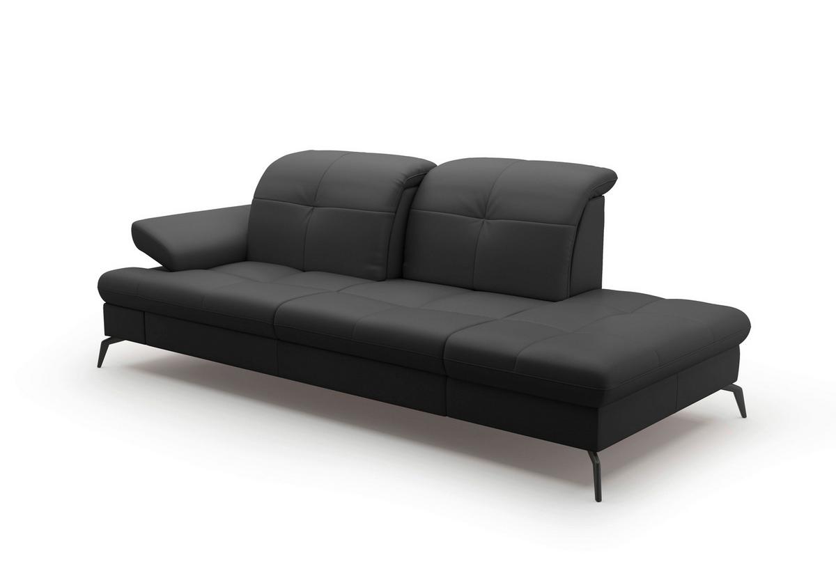 Récamiere Amica E, Schwarz B: 231 Cm - Schwarz, KONVENTIONELL, Leder/Textil (231/90/122cm) - Sit & More