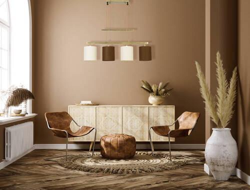 Hängeleuchte H: 116 cm 4-Flammig, Braun/Weiß - Design, Textil/Metall (15/116cm) - Näve