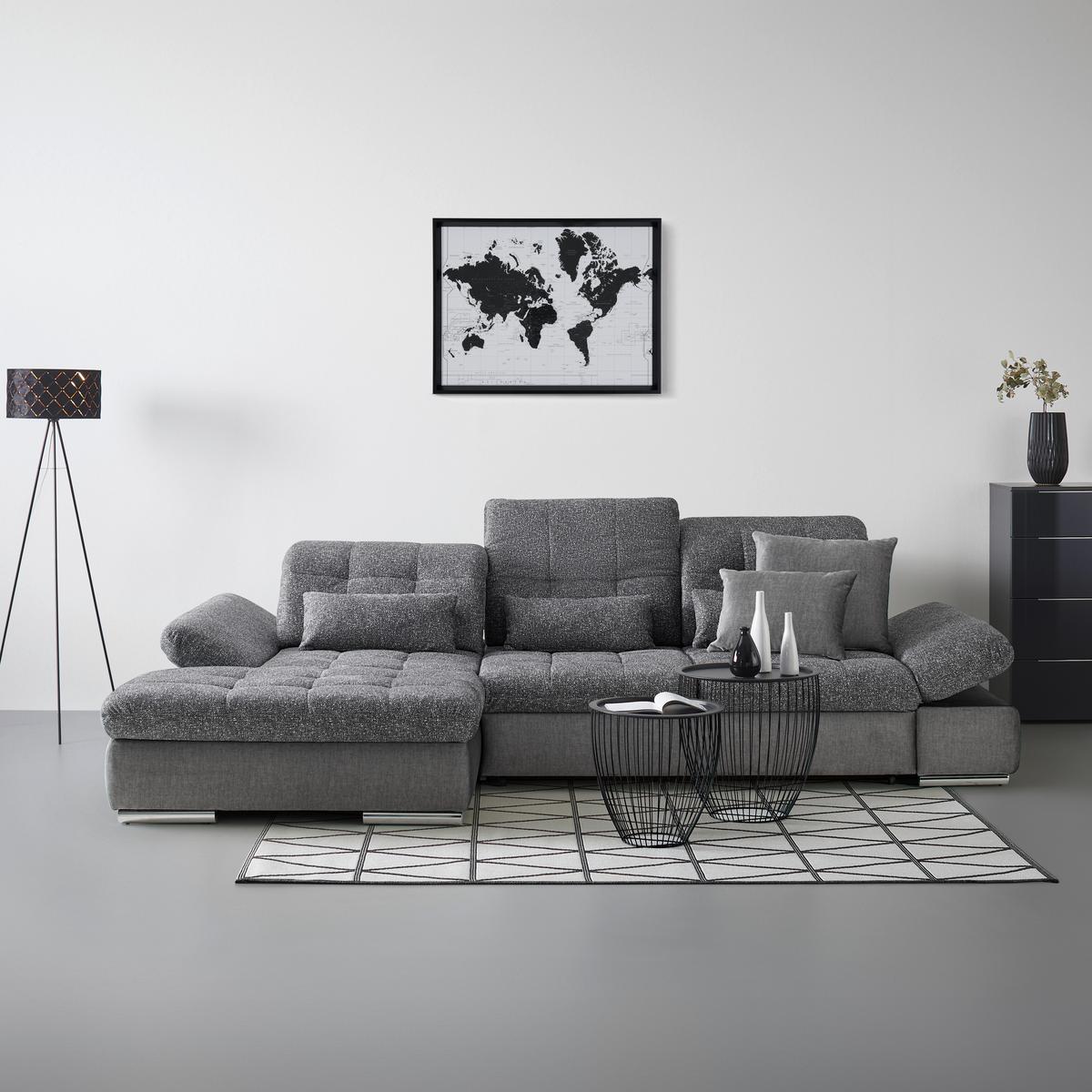 Rohová sedačka SANFINO, ľavá, grafitová / sivá - sivá/grafitová, Konventionell, kov/drevo (199/79-96/305cm) - Premium Living