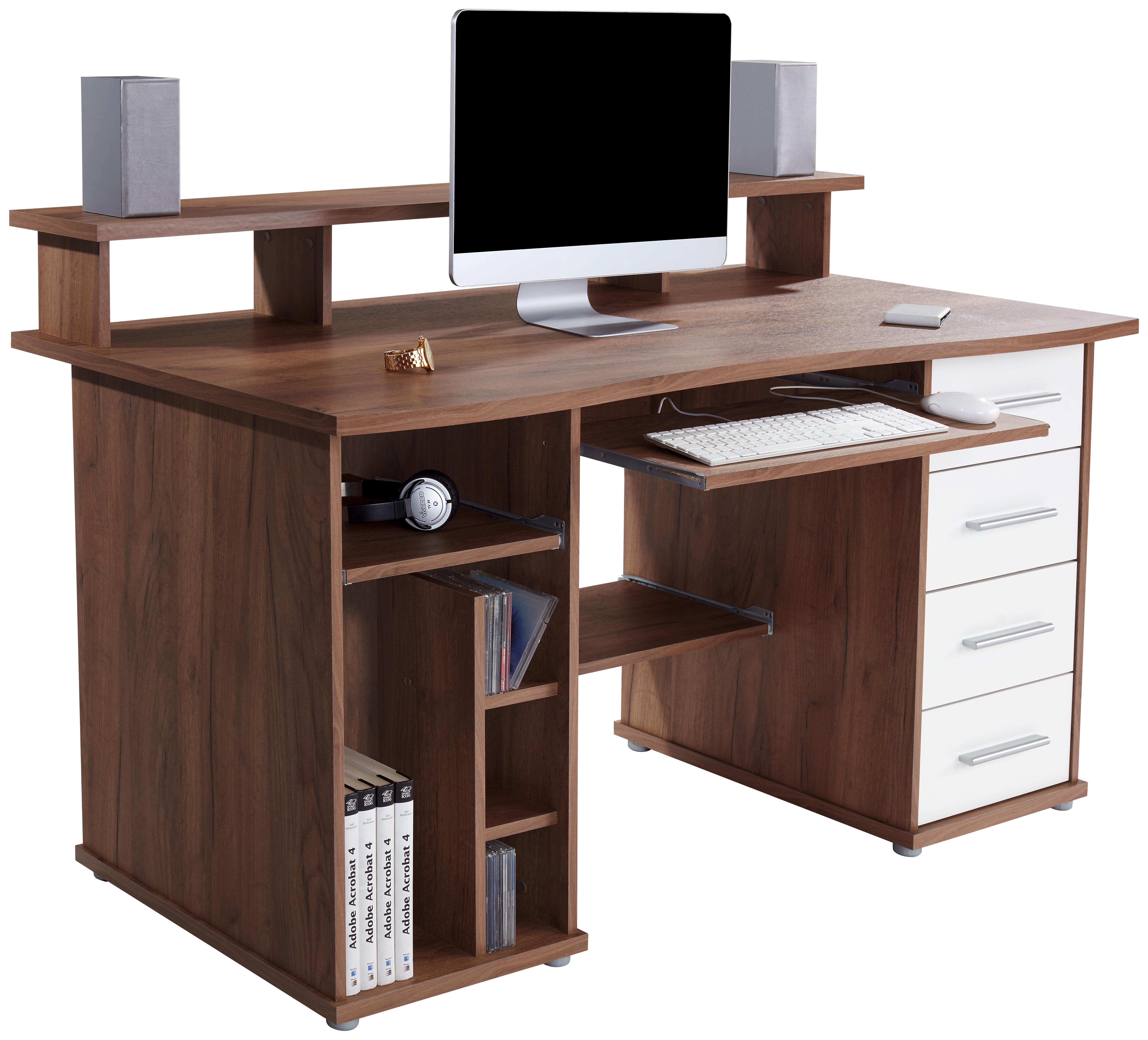 ÍRÓASZTAL Franz - Tölgyfa/Fehér, modern, Faalapú anyag (150/91/73cm)