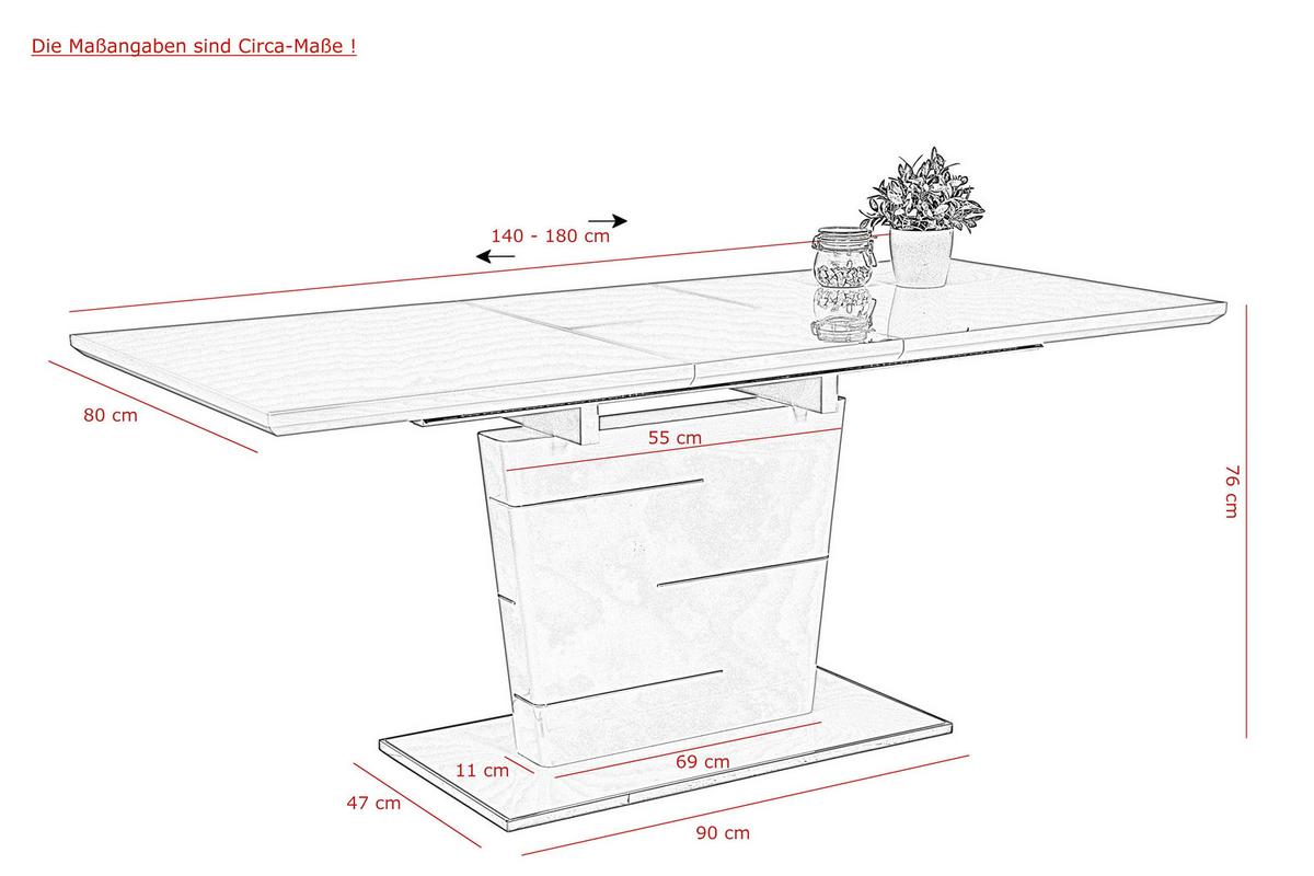 Tischgruppe Donau I G - Anthrazit/Grau, MODERN, Holzwerkstoff/Textil (120 - 160/76/80cm) - MID.YOU