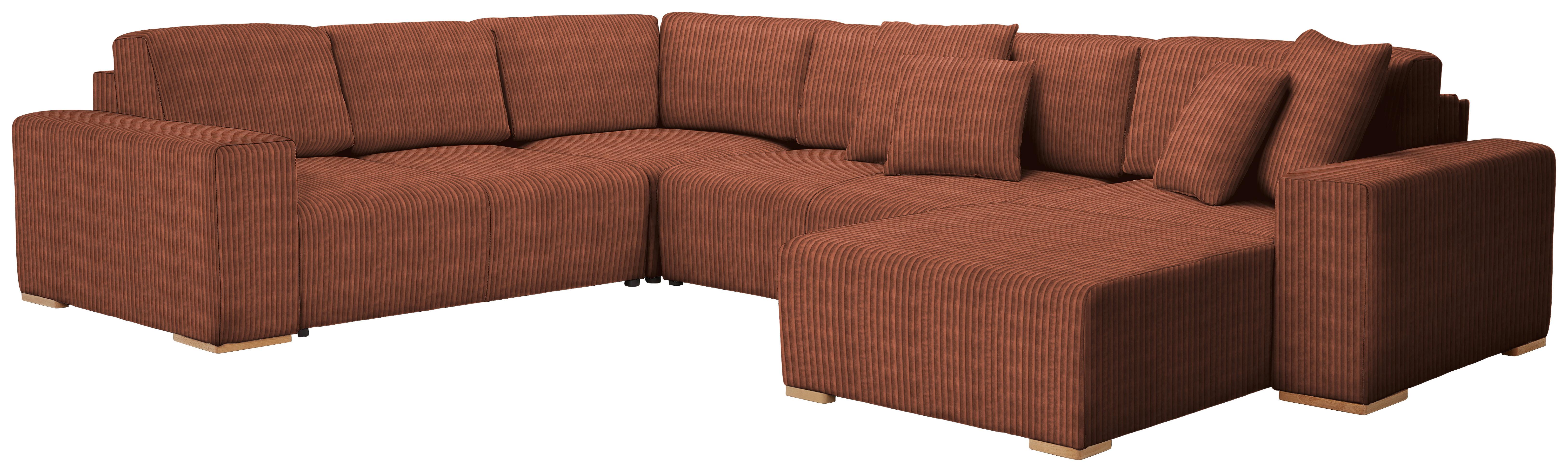 Wohnlandschaft Vouge Kupferfarb., U: 283x371x208 cm - Buchefarben/Schwarz, KONVENTIONELL, Textil (283/371/208cm) - Livetastic