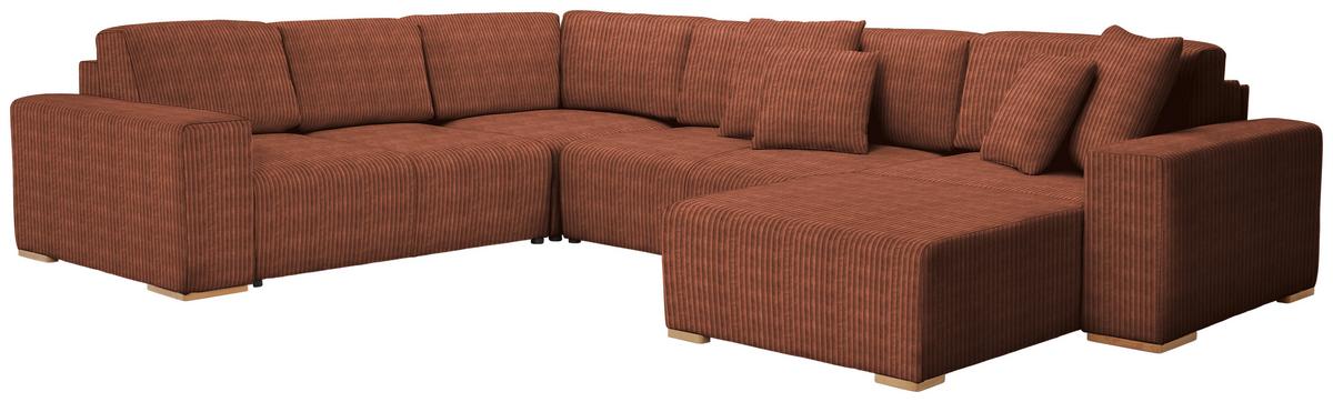 Wohnlandschaft Vouge Kupferfarb., U: 283x371x208 Cm - Buchefarben/Schwarz, KONVENTIONELL, Textil (283/371/208cm) - Livetastic