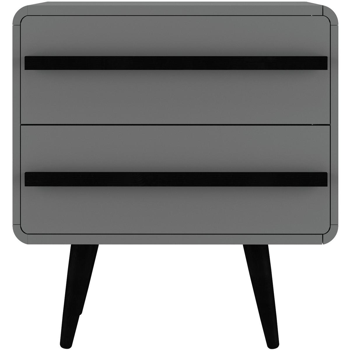 Nachttisch Chantal Grau B: 51 cm - Schwarz/Grau, Design, Holzwerkstoff (51/54/39cm) - MID.YOU