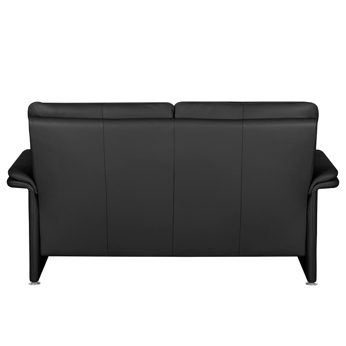 2-Sitzer-Sofa Comodo Echtleder Schwarz B: 164 cm - Silberfarben/Schwarz, Design, Leder (164/90/88cm) - Livetastic