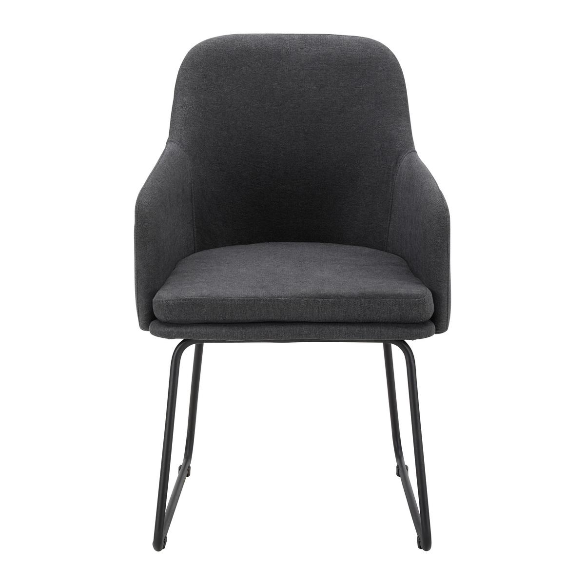 Stolička s podrúčkami MIA tmavosivá - čierna/tmavosivá, Modern, kov/textil (55,5/83/55cm) - Bessagi Home