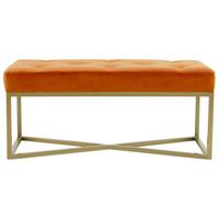 Lavica DIAZ - oranžová/zlatá, Design, kov/kompozitné drevo (40/40/90cm) - MID.YOU