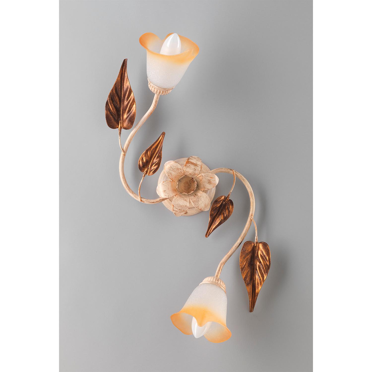 Deckenleuchte 4647/Pl2 - Beige/Weiß, Natur, Glas/Metall (60/23/26cm)