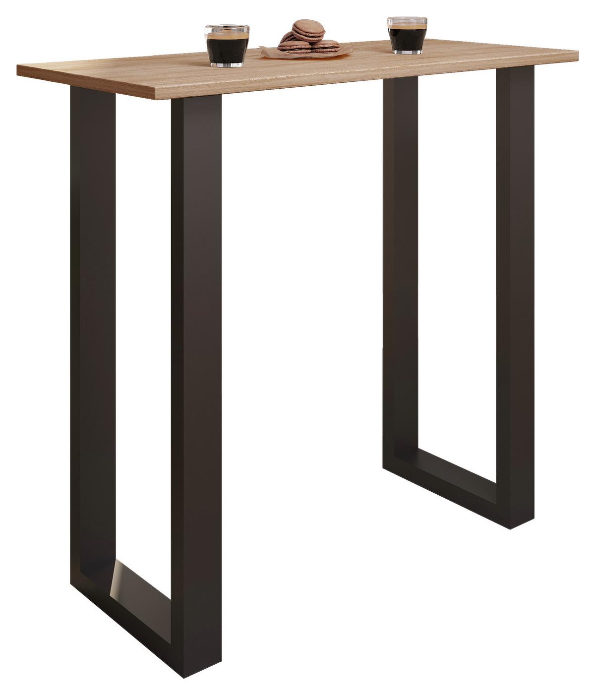 Bartisch Xona B 110x50 - Schwarz/Sonoma Eiche, KONVENTIONELL, Holzwerkstoff/Metall (110/50/102cm)