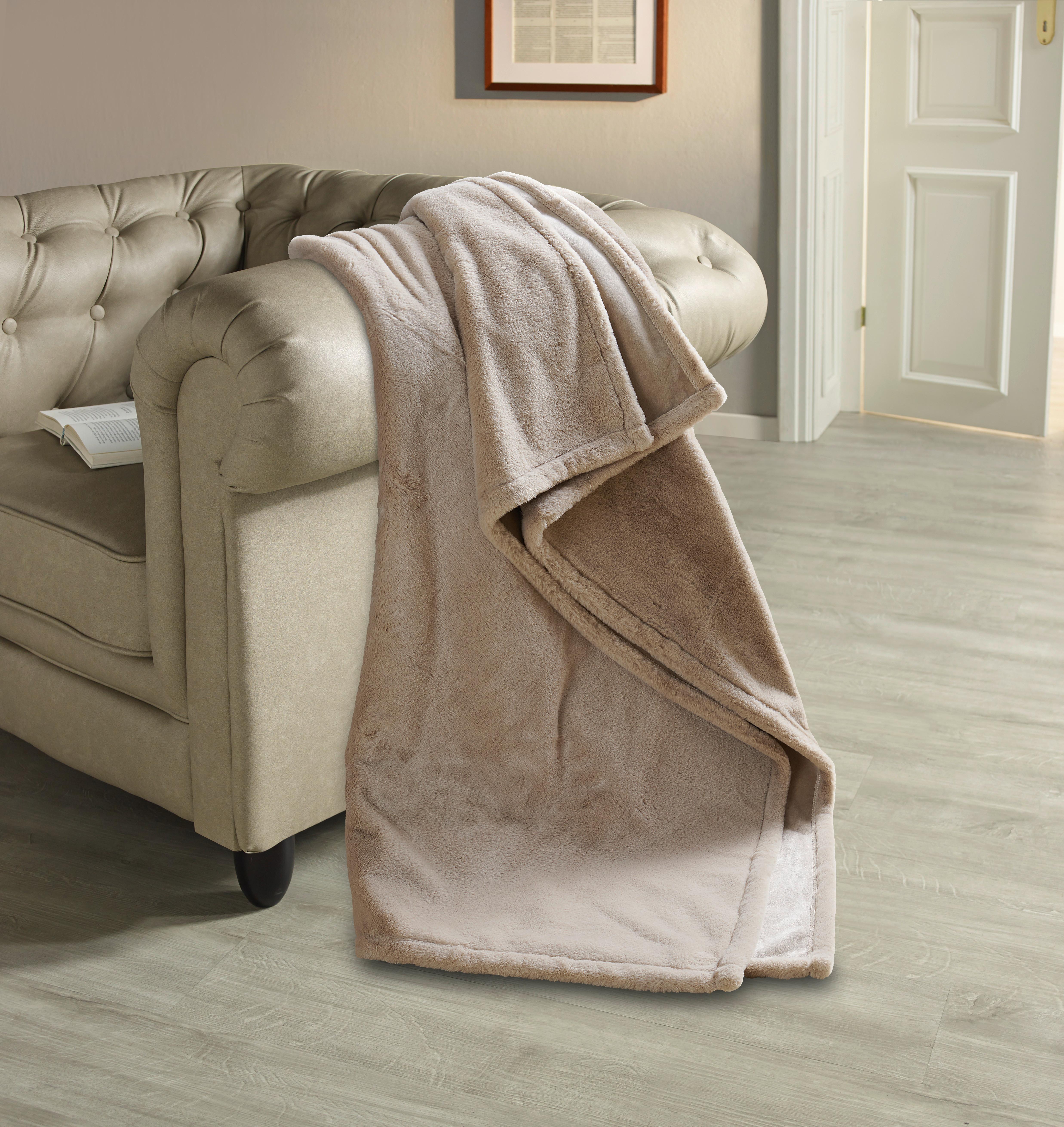 Kuscheldecke Oliva Braun 140x190 Cm Felloptik - Braun, ROMANTIK / LANDHAUS, Textil (140/190cm) - James Wood