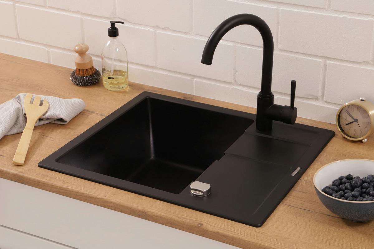 Spüle Nashville Schwarz 58x20 cm - Schwarz, Basics, Stein (58/20/50cm) - Respekta