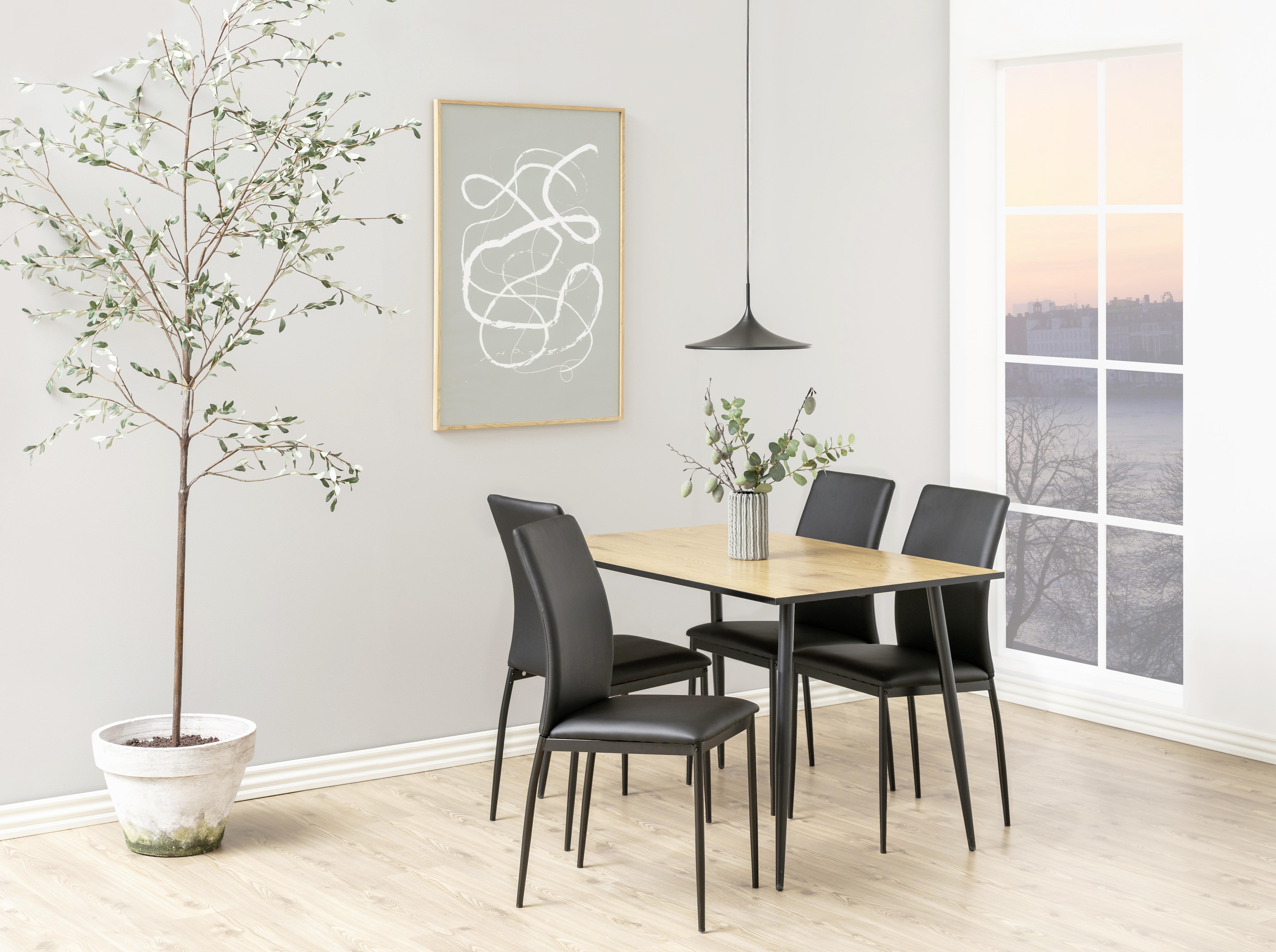Jídelní stůl Wilma 120x80cm, dub - černá/barvy dubu, Moderní, kov/kompozitní dřevo (120/75/80cm)